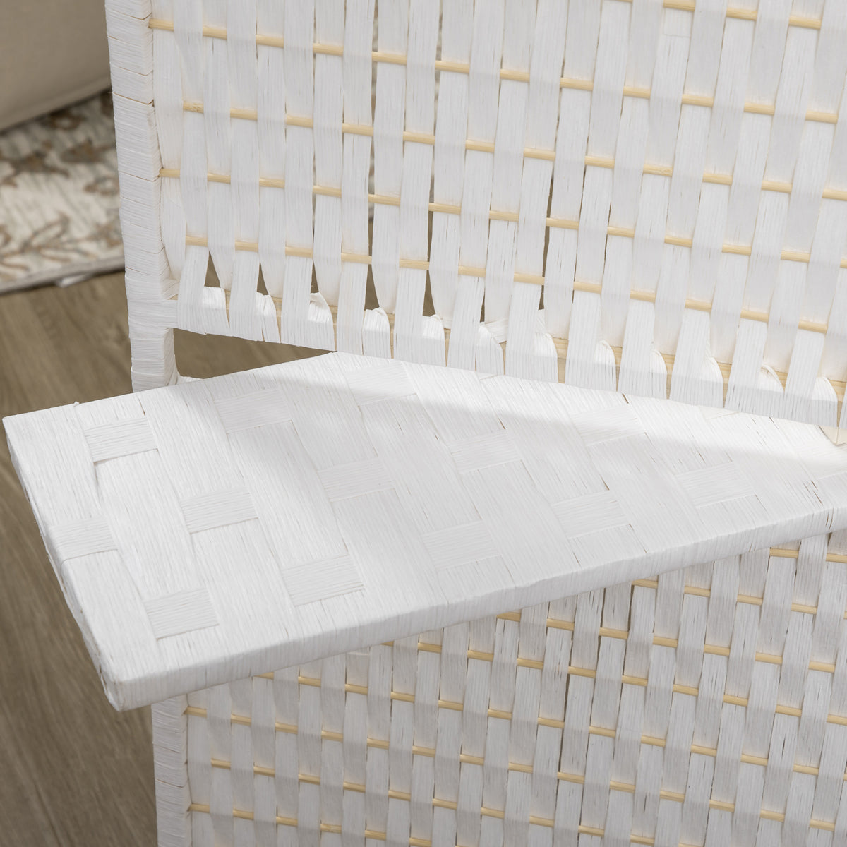 4 Panel Room Divider with Shelves - 6 FT Folding White-Home Furnishings > Living Room Furniture > Room Dividers-DECOROLALA