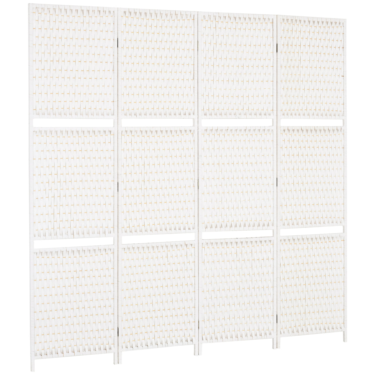 4 Panel Room Divider with Shelves - 6 FT Folding White-Home Furnishings > Living Room Furniture > Room Dividers-DECOROLALA