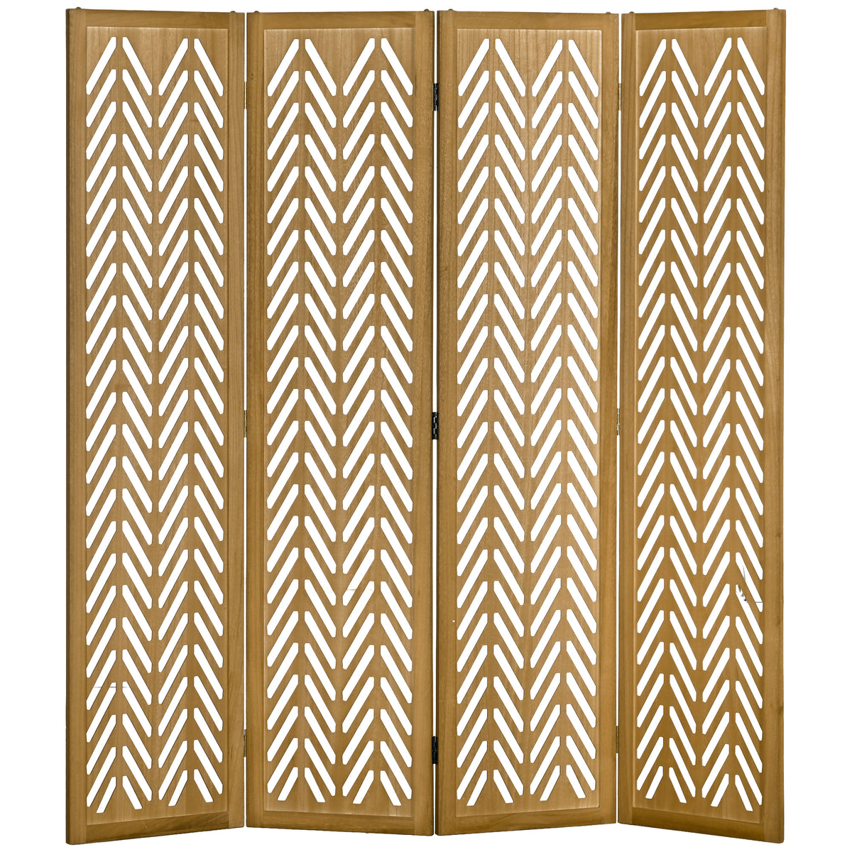 4 Panel Wood Room Divider - 5.6ft Light Brown Rustic-Home Furnishings > Living Room Furniture > Room Dividers-DECOROLALA