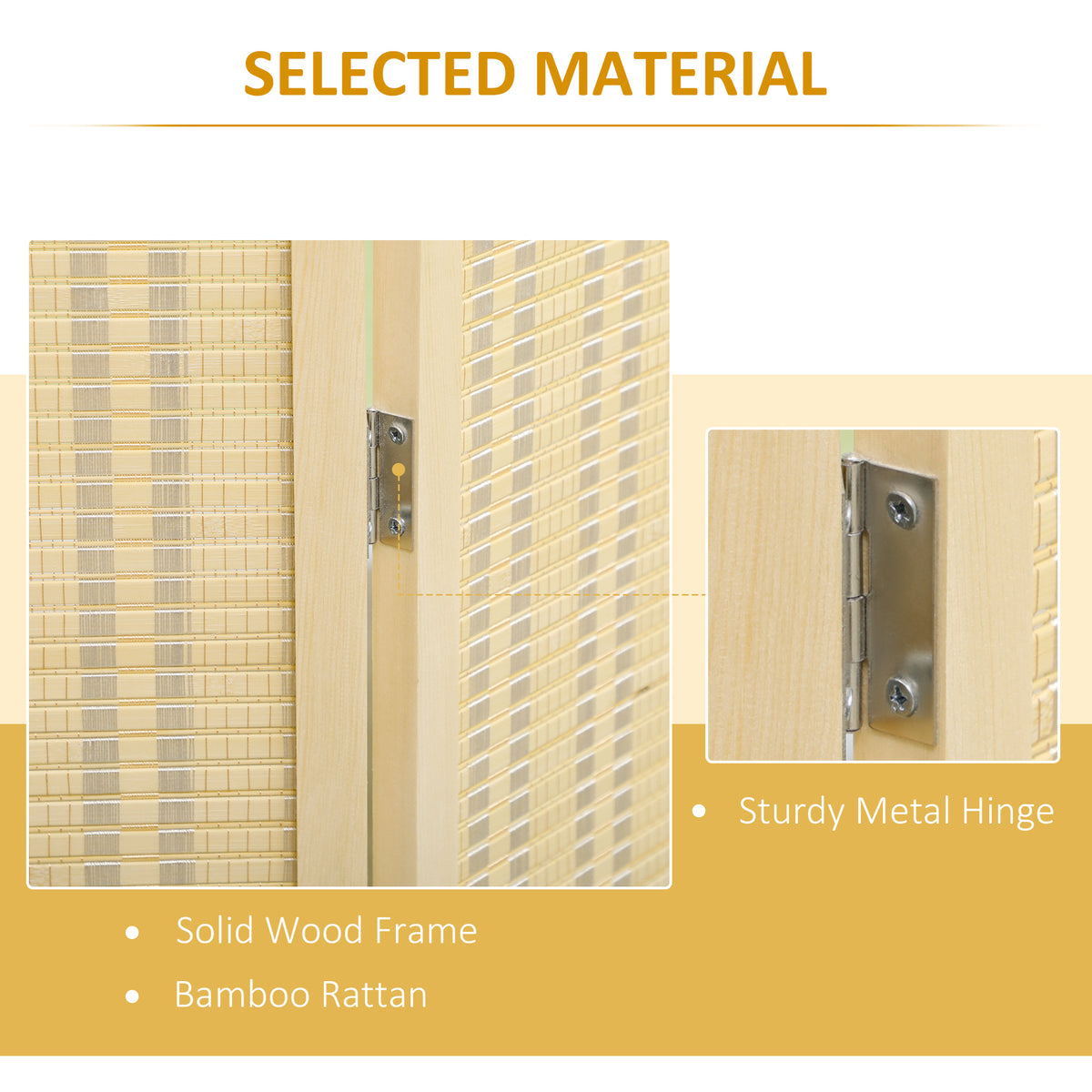 4-Panel Woven Bamboo Room Divider - 71" Natural Wood-Home Furnishings > Living Room Furniture > Room Dividers-DECOROLALA
