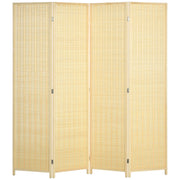 4-Panel Woven Bamboo Room Divider - 71" Natural Wood-Home Furnishings > Living Room Furniture > Room Dividers-DECOROLALA