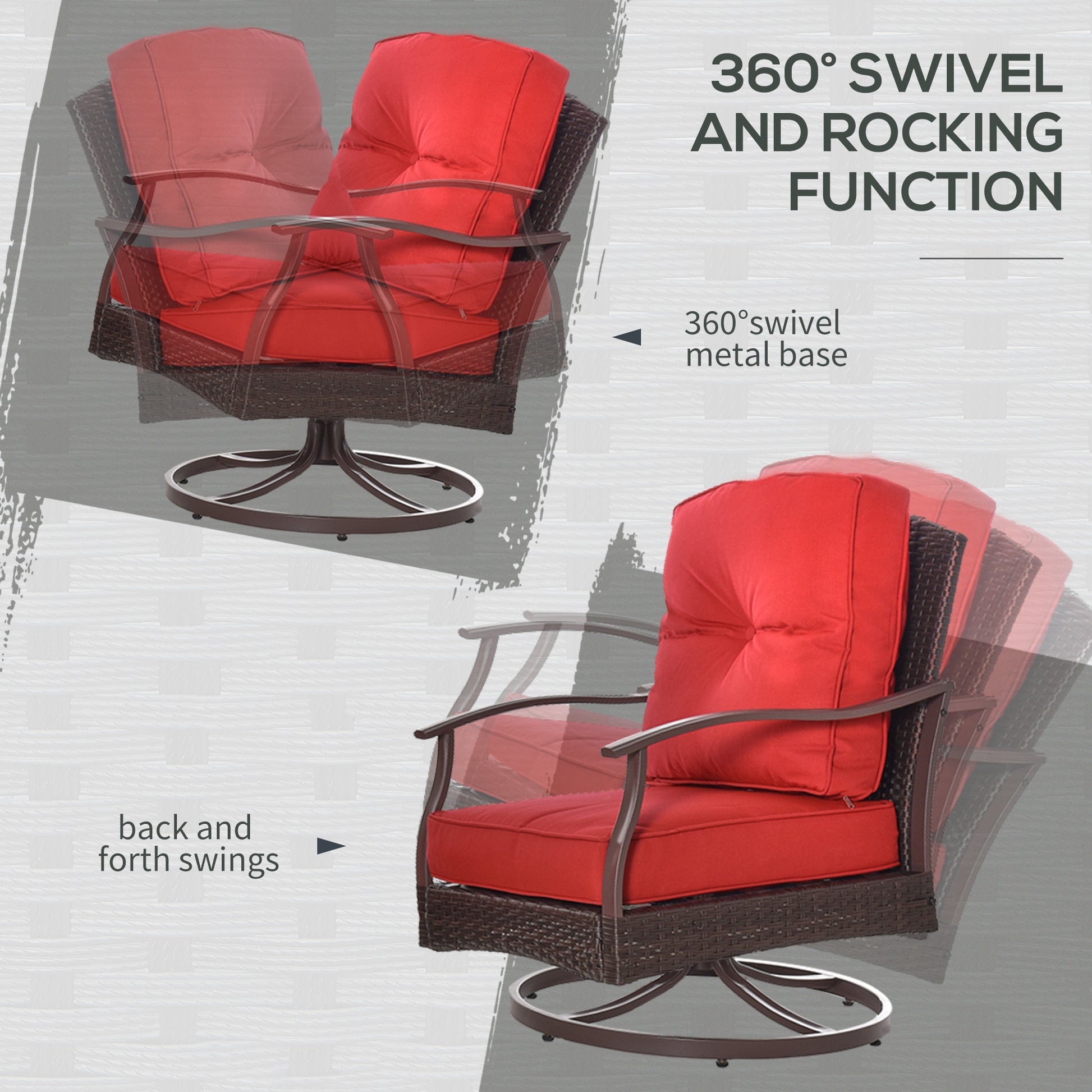 4 Pc PE Rattan Patio Sofa Set w/ Tea Table - Red-DECOROLALA