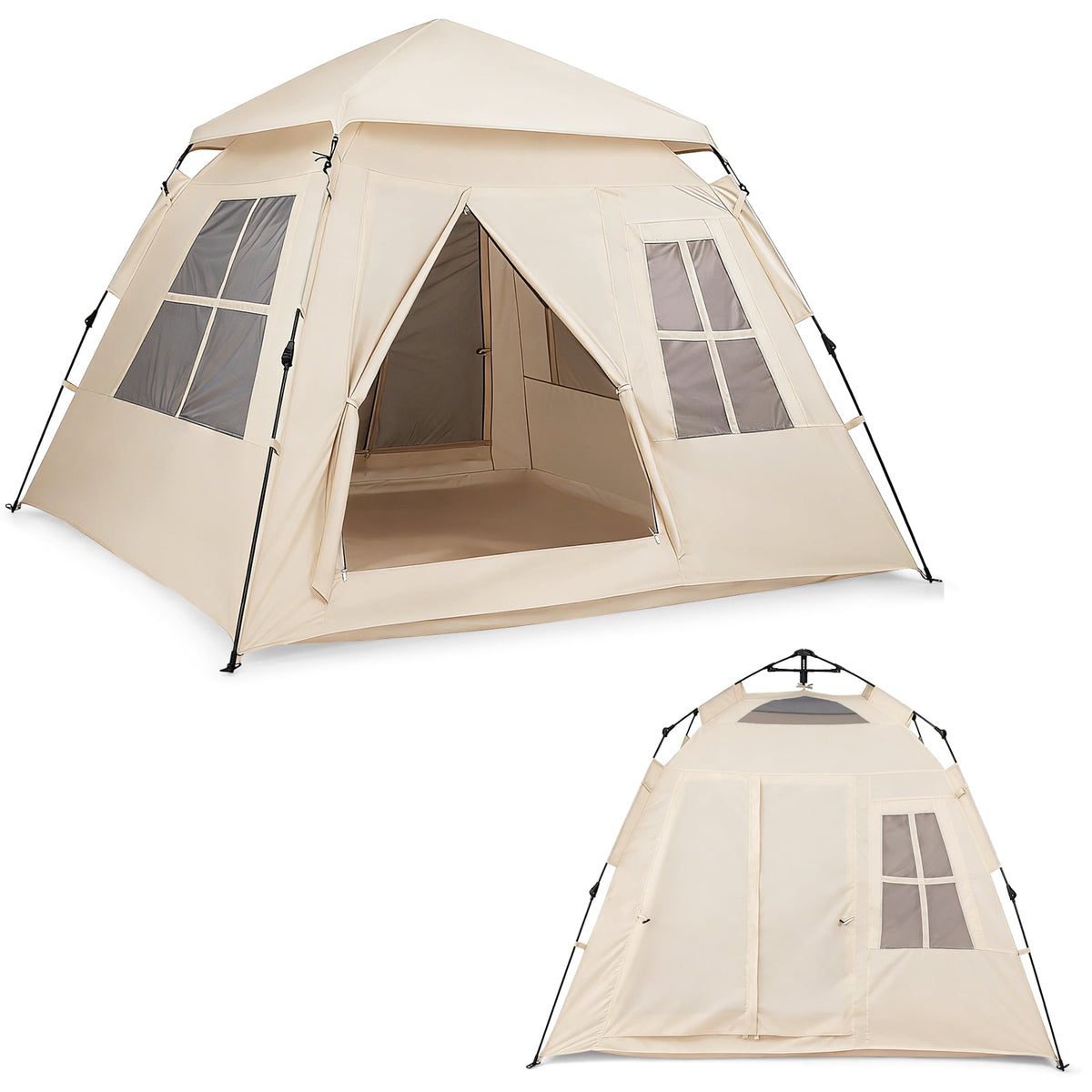 4 Person Camping Tent Portable Automatic Easy Setup with Rainfly and 2 Doors-Tents-DECOROLALA