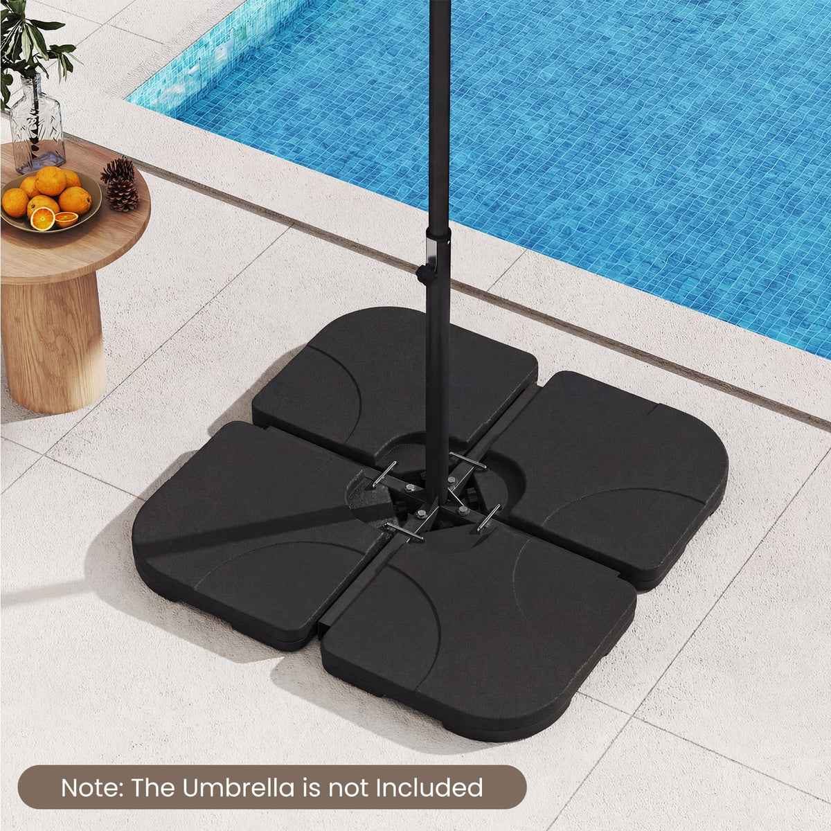 4-Piece Cantilever Offset Base 164 LBS Heavy-Duty Square with U-Locking Pins-Black-Outdoor Umbrella Bases-DECOROLALA