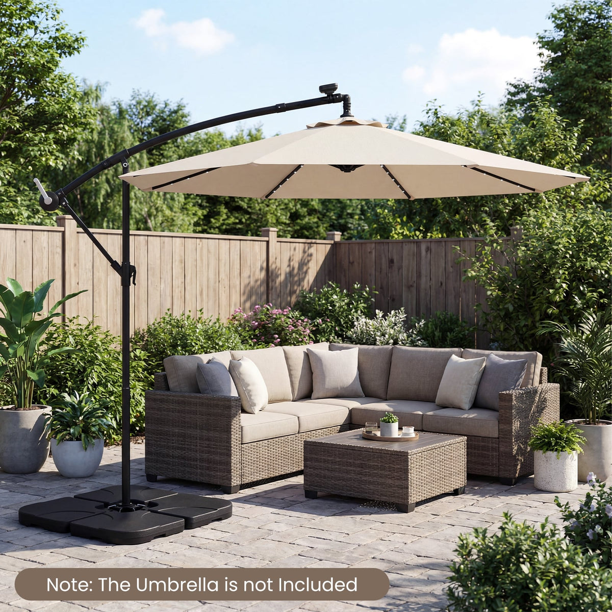 4-Piece Cantilever Offset Base 164 LBS Heavy-Duty Square with U-Locking Pins-Black-Outdoor Umbrella Bases-DECOROLALA