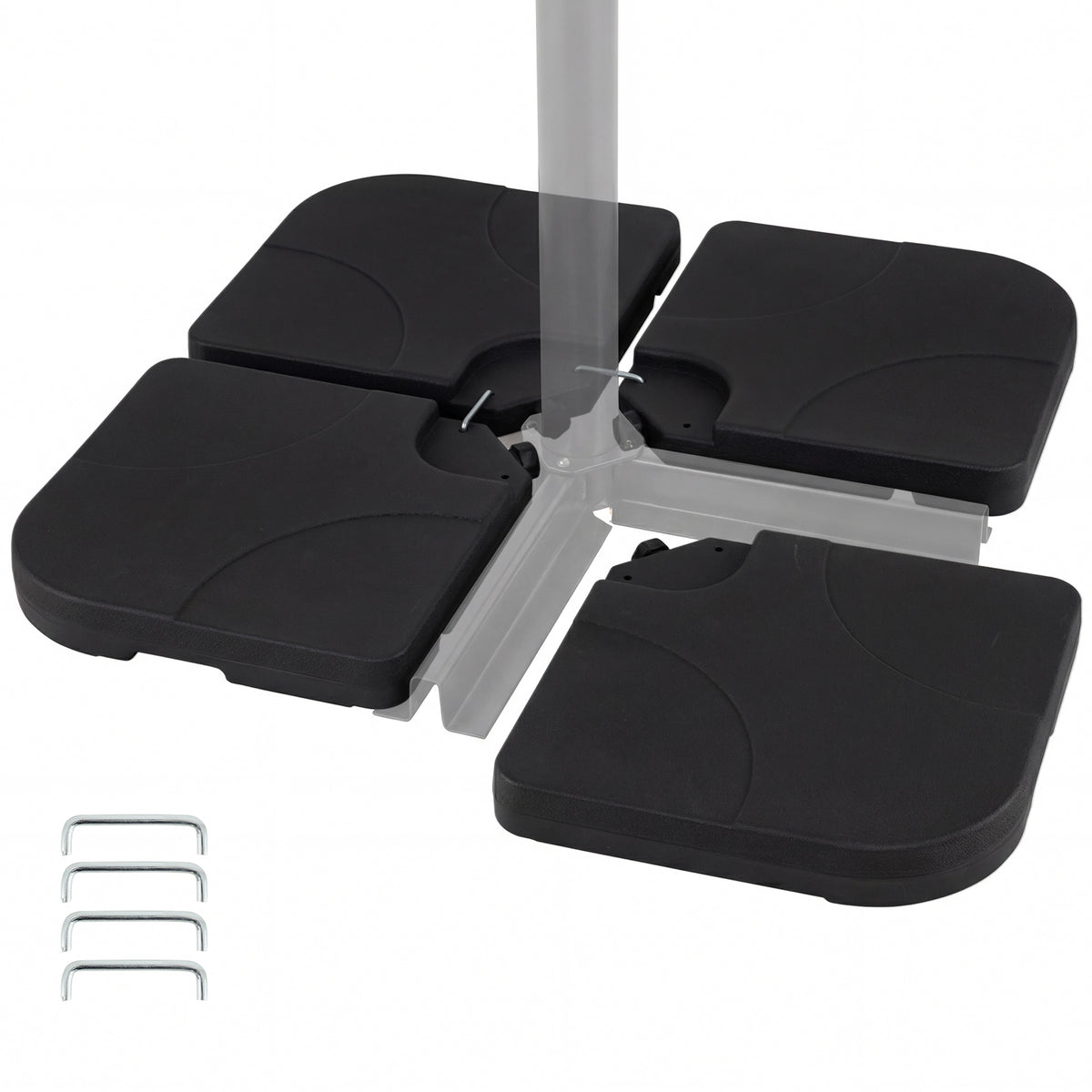 4-Piece Cantilever Offset Base 164 LBS Heavy-Duty Square with U-Locking Pins-Black-Outdoor Umbrella Bases-DECOROLALA