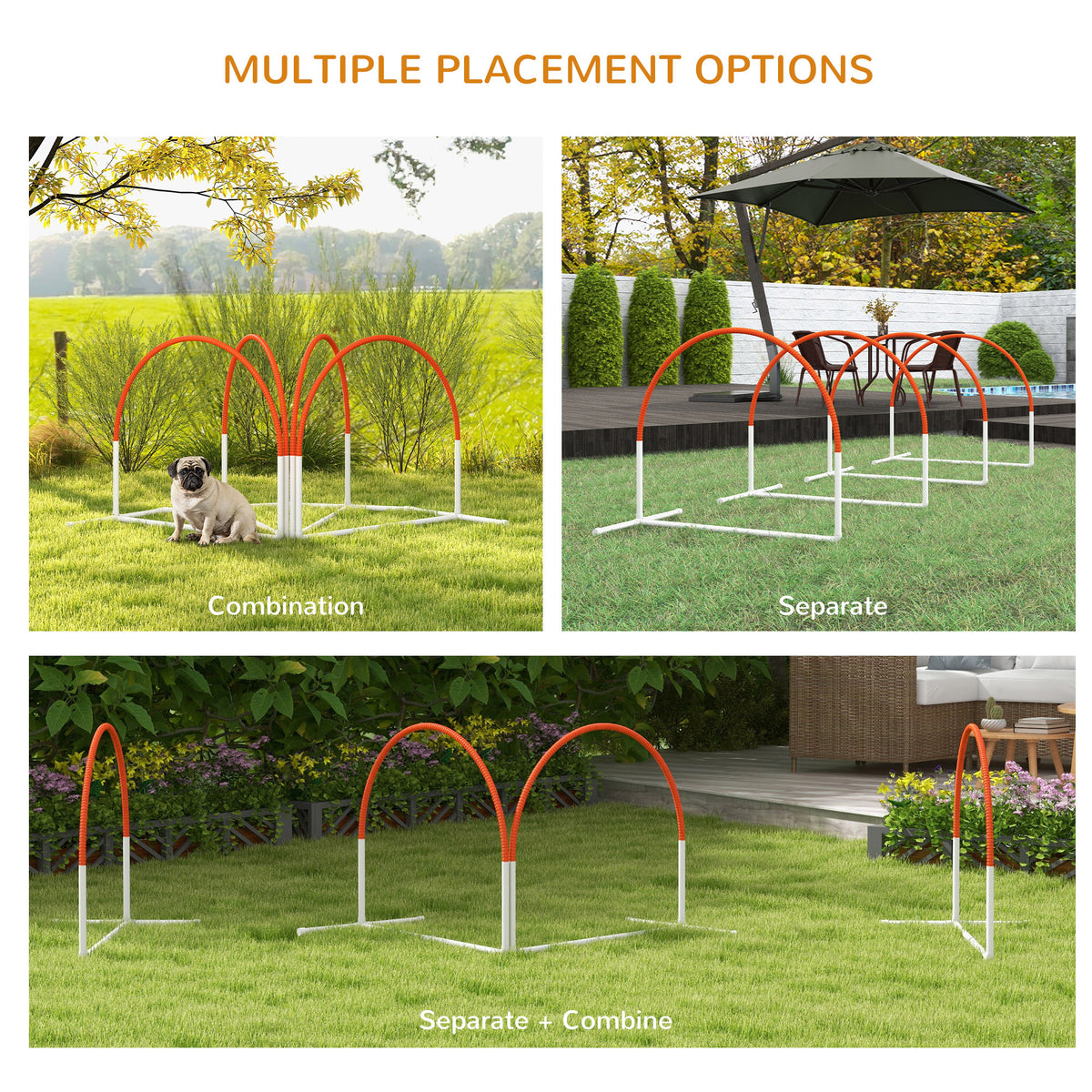 4-Piece Dog Agility Training Kit with Weave Poles - Orange-Dogs-DECOROLALA