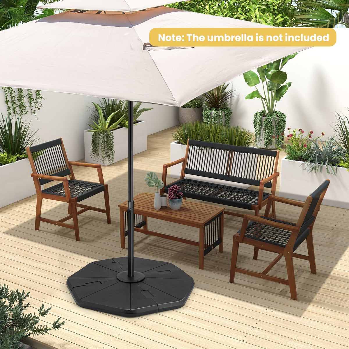 4-Piece Fillable Umbrella Base Stand for Garden Yard Poolside-Outdoor Umbrella Bases-DECOROLALA