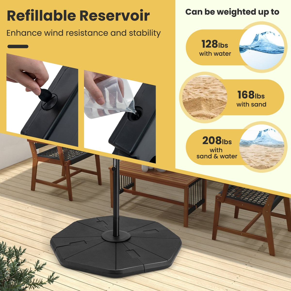 4-Piece Fillable Umbrella Base Stand for Garden Yard Poolside-Outdoor Umbrella Bases-DECOROLALA