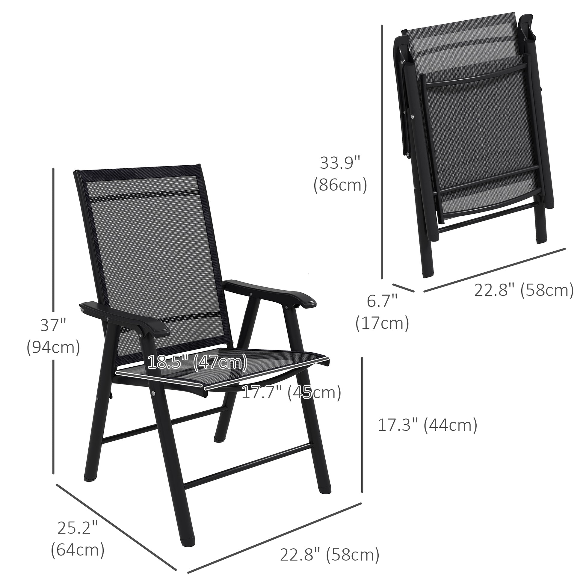 4-Piece Folding Chair Set - Black Steel Armrests-DECOROLALA