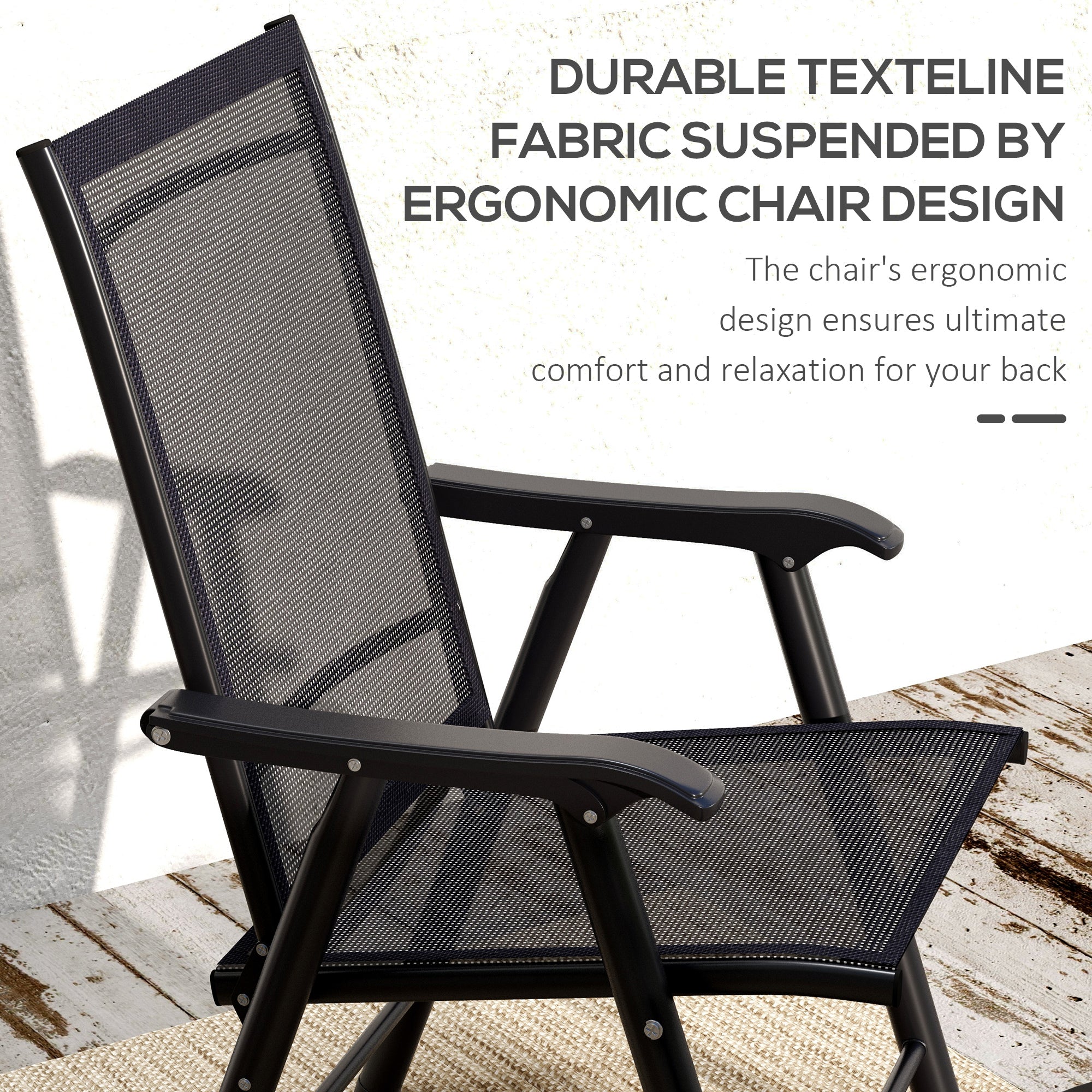 4-Piece Folding Chair Set - Black Steel Armrests-DECOROLALA