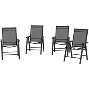 4-Piece Folding Chair Set - Black Steel Armrests-DECOROLALA