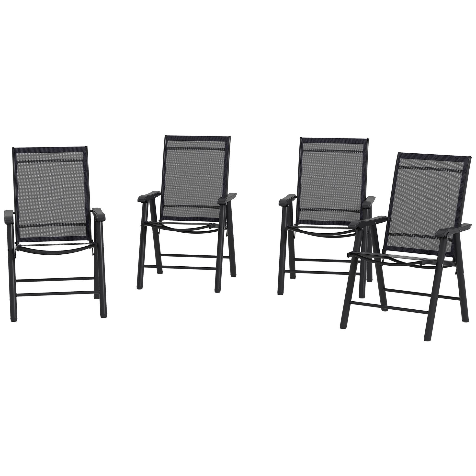 4-Piece Folding Chair Set - Black Steel Armrests-DECOROLALA
