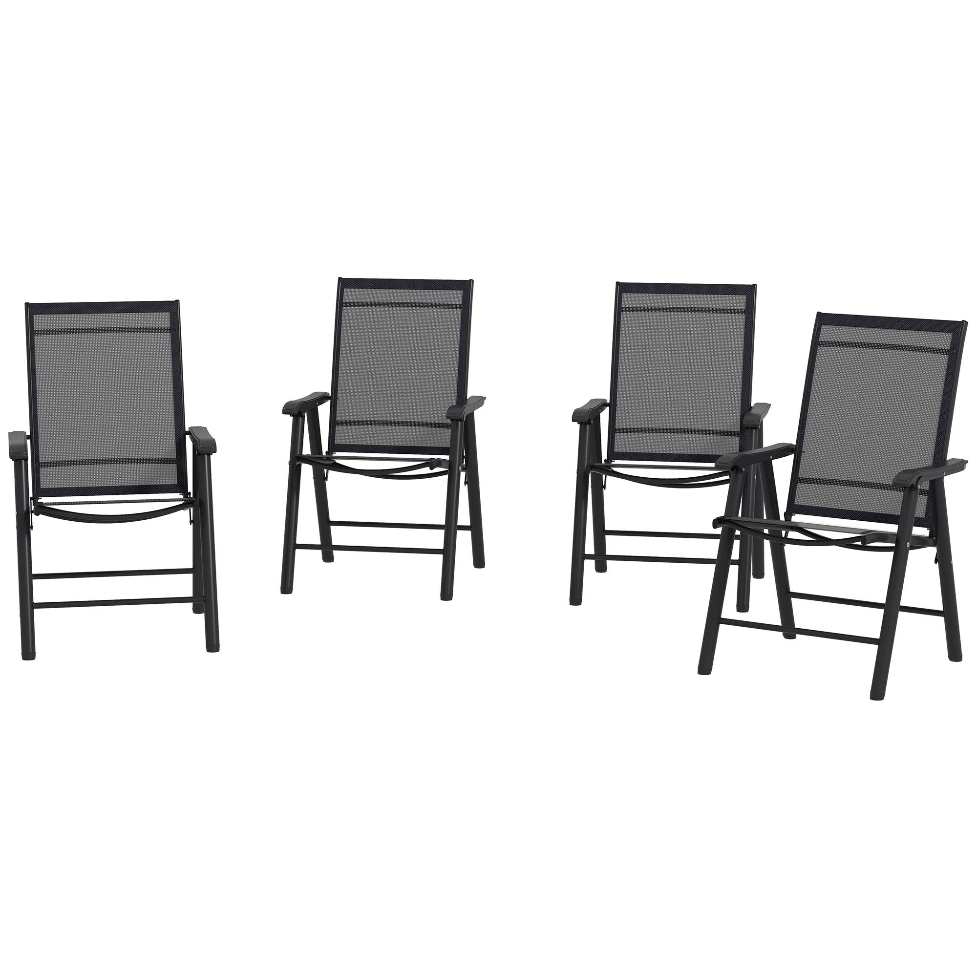 4-Piece Folding Chair Set - Black Steel Armrests-DECOROLALA