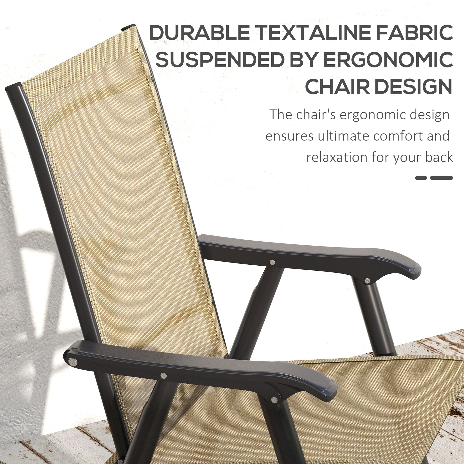 4-Piece Folding Chair Set - Brown Steel Mesh-DECOROLALA