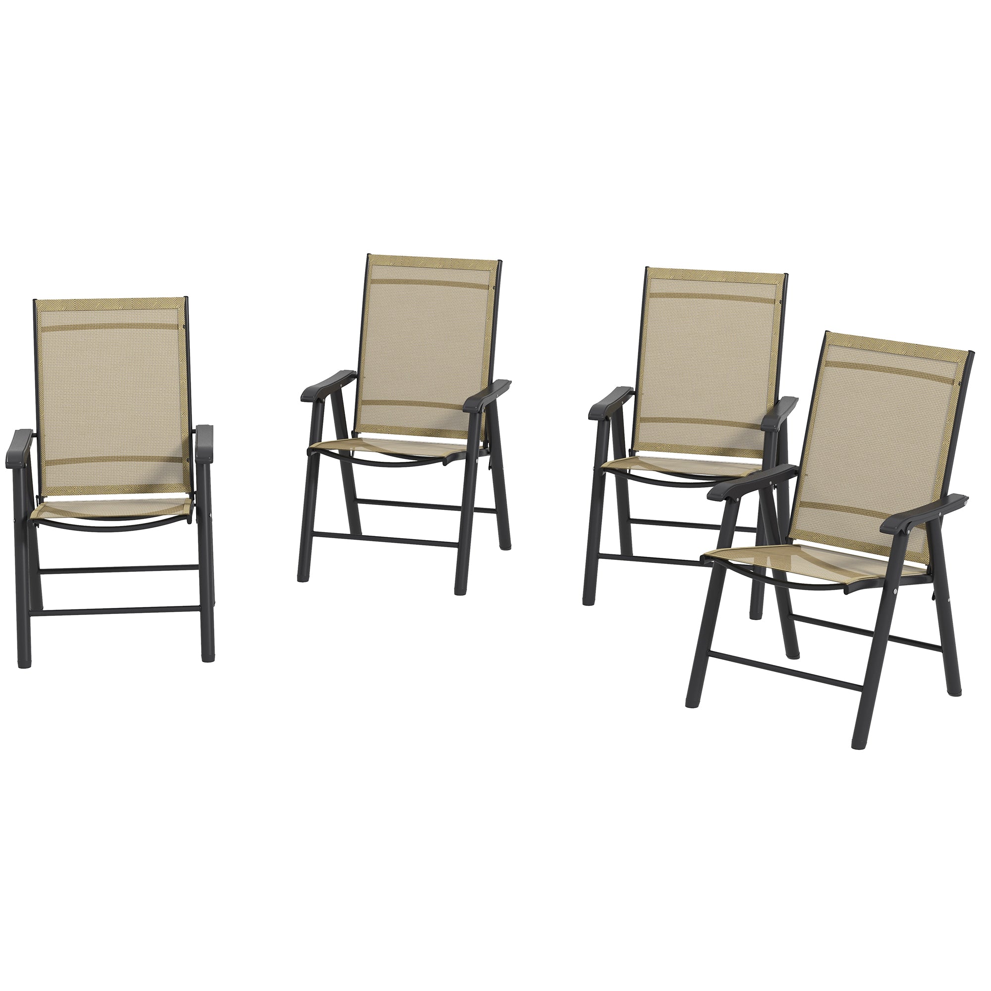 4-Piece Folding Chair Set - Brown Steel Mesh-DECOROLALA