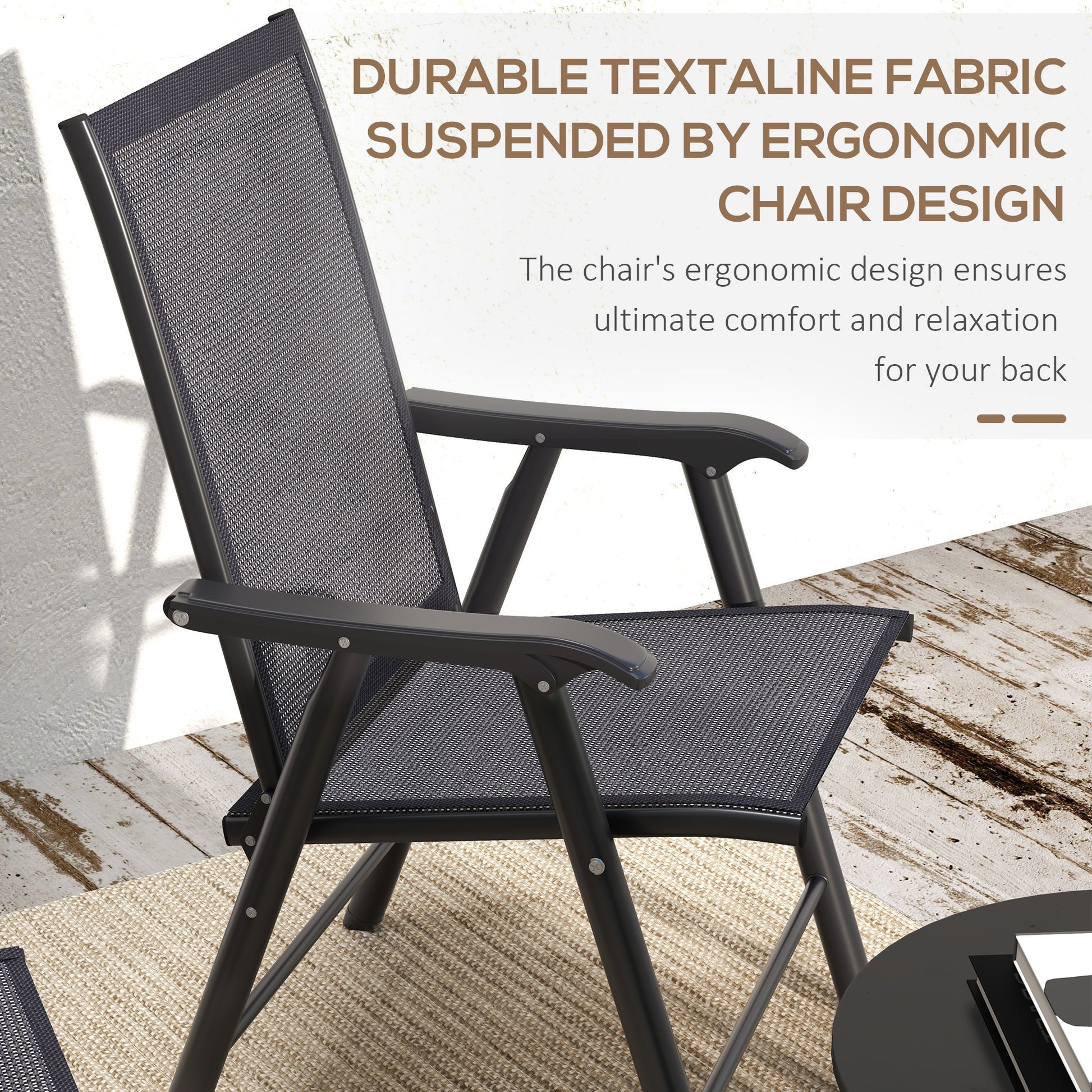 4-Piece Folding Chair Set Dark Grey - Outdoor Patio-DECOROLALA