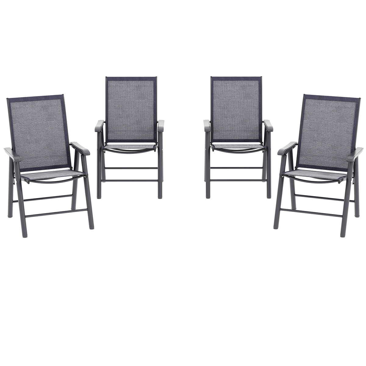 4-Piece Folding Chair Set Dark Grey - Outdoor Patio-Folding Patio Chairs-DECOROLALA
