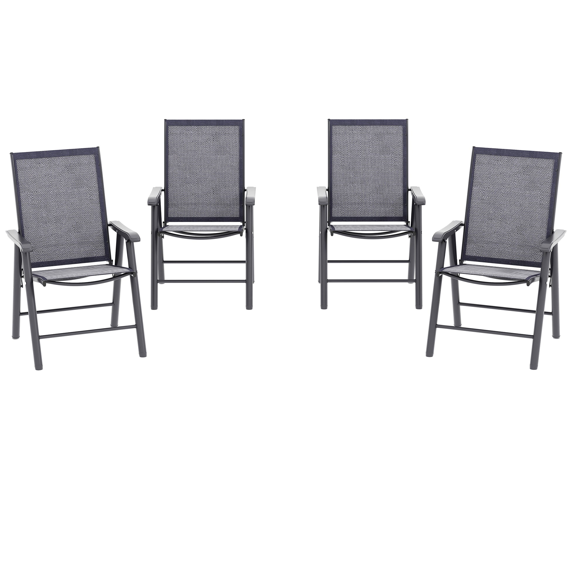 4-Piece Folding Chair Set Dark Grey - Outdoor Patio-DECOROLALA