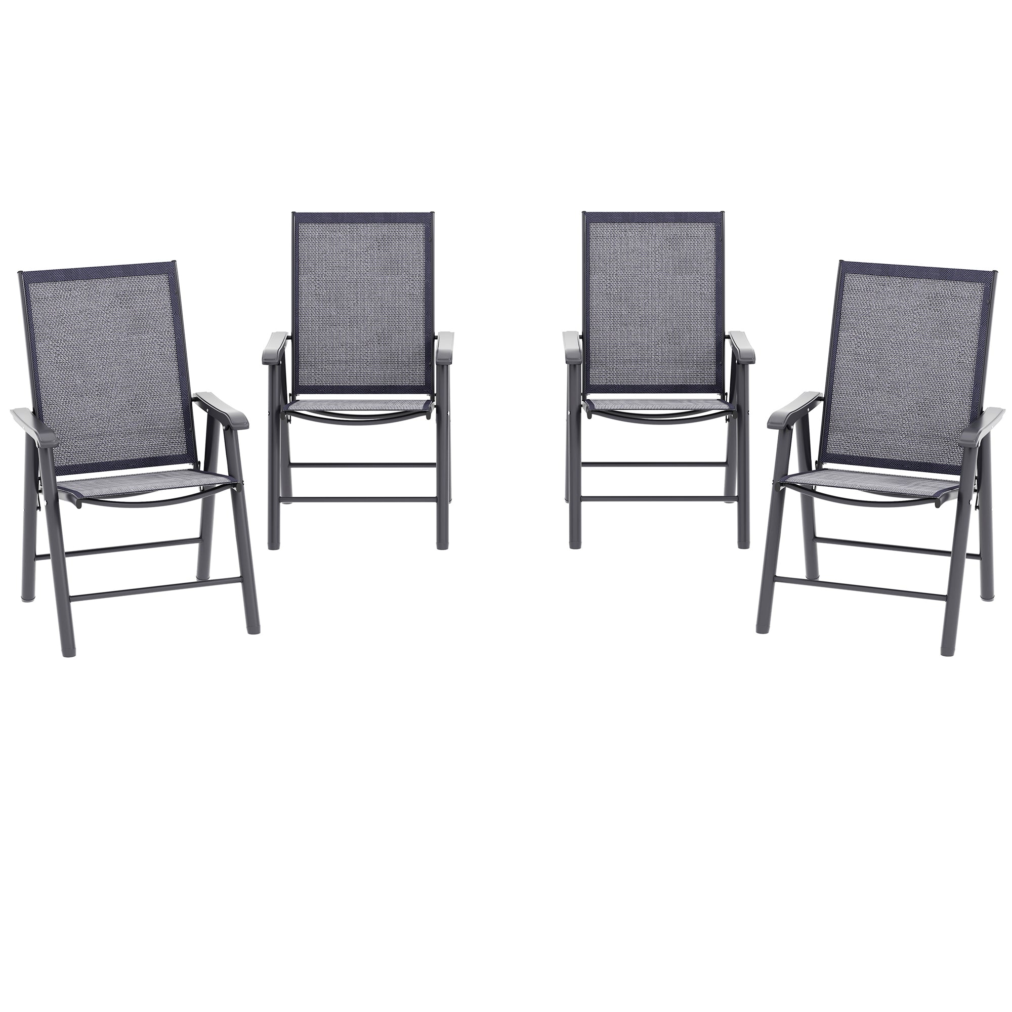 4-Piece Folding Chair Set Dark Grey - Outdoor Patio-DECOROLALA