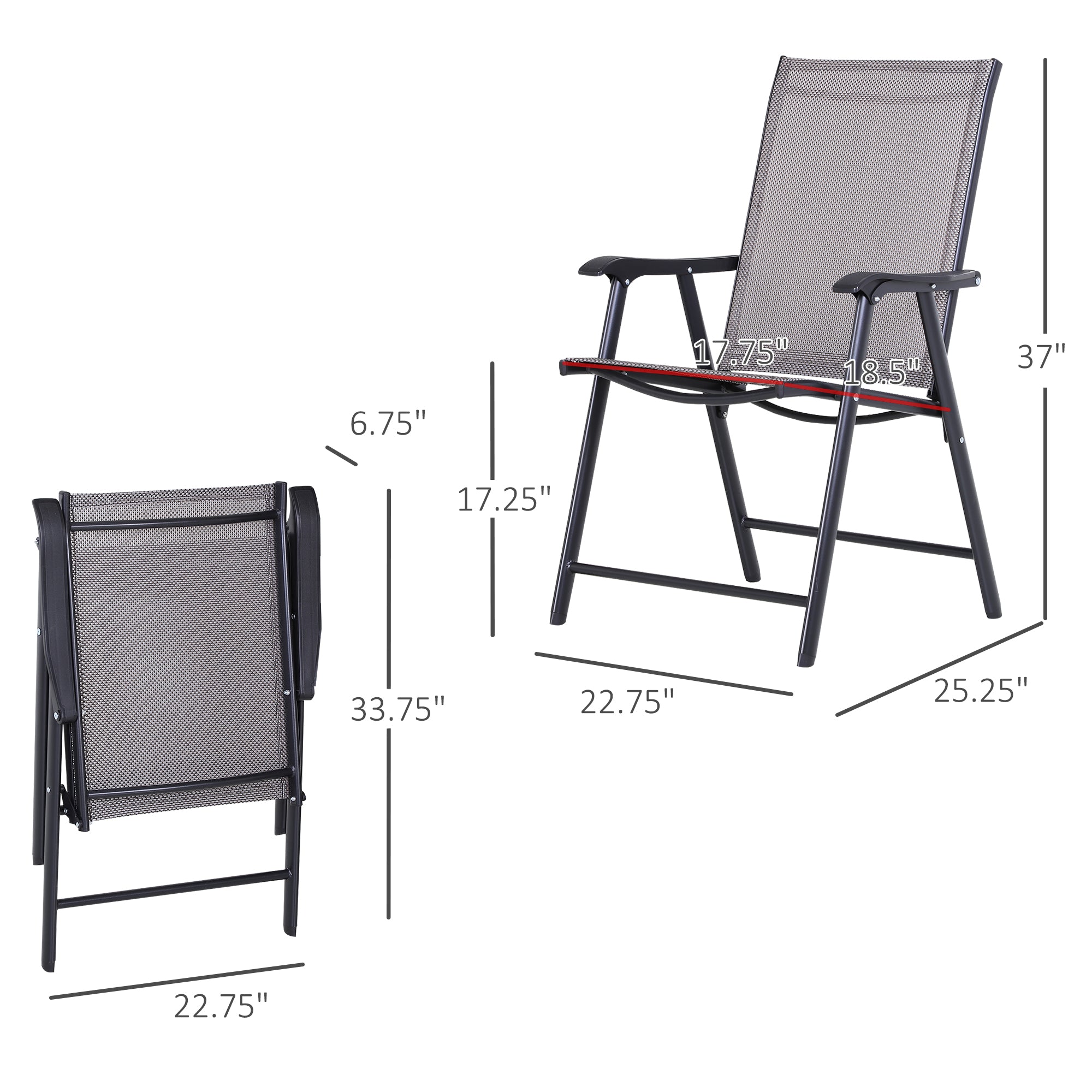 4-Piece Folding Chair Set - Grey Steel Mesh-DECOROLALA