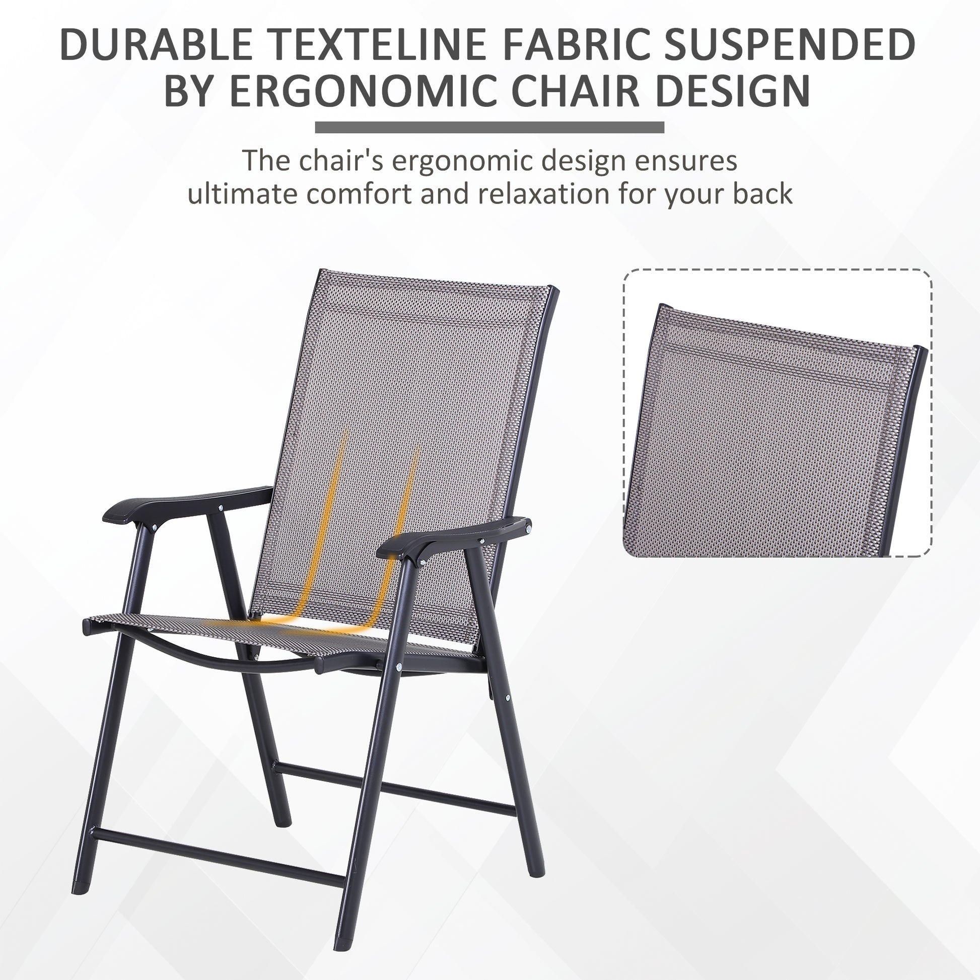 4-Piece Folding Chair Set - Grey Steel Mesh-DECOROLALA