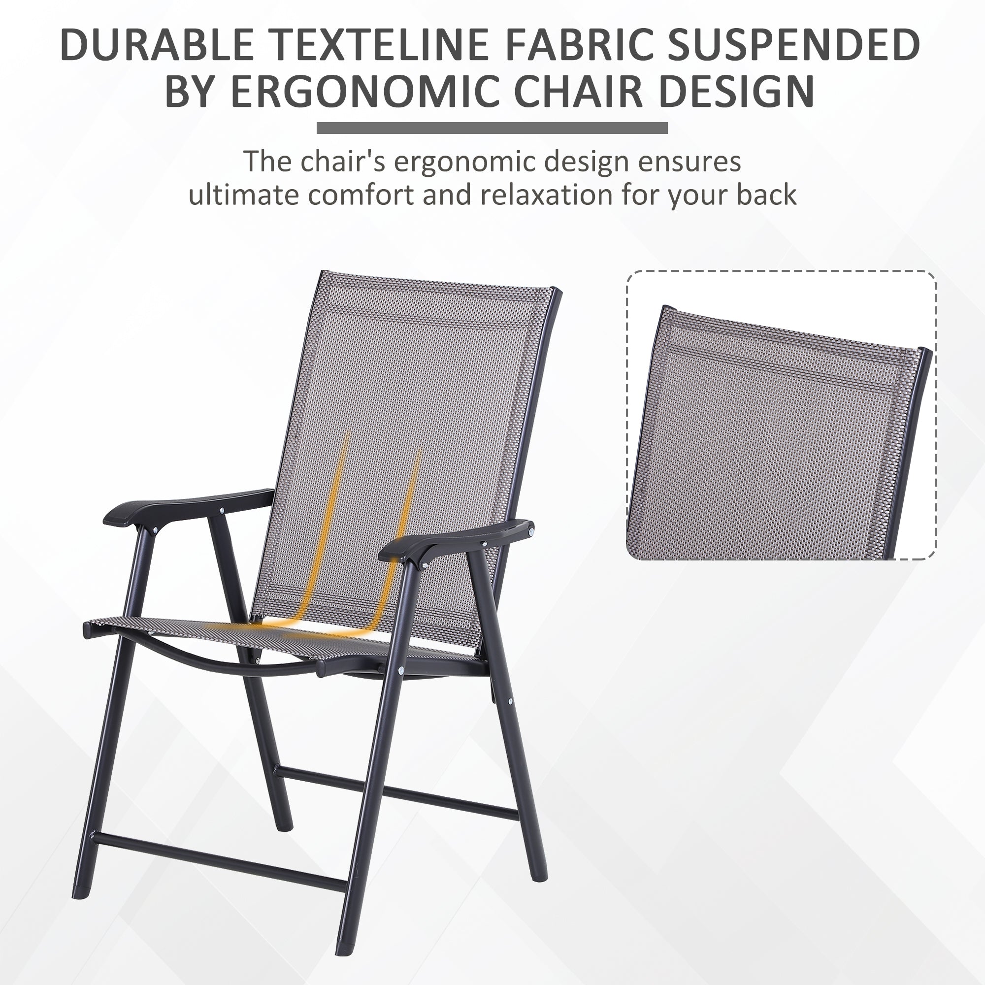 4-Piece Folding Chair Set - Grey Steel Mesh-DECOROLALA