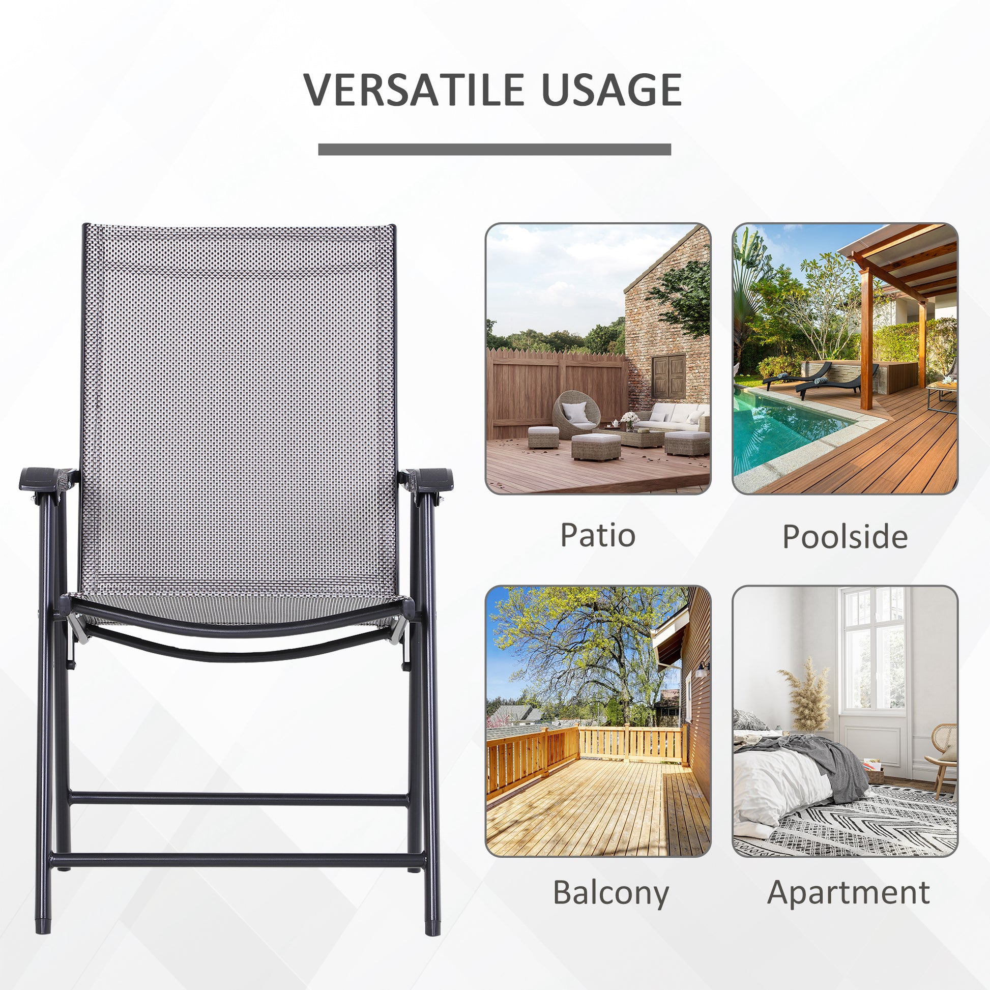 4-Piece Folding Chair Set - Grey Steel Mesh-DECOROLALA