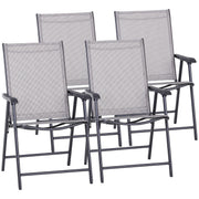 4-Piece Folding Chair Set - Grey Steel Mesh-DECOROLALA