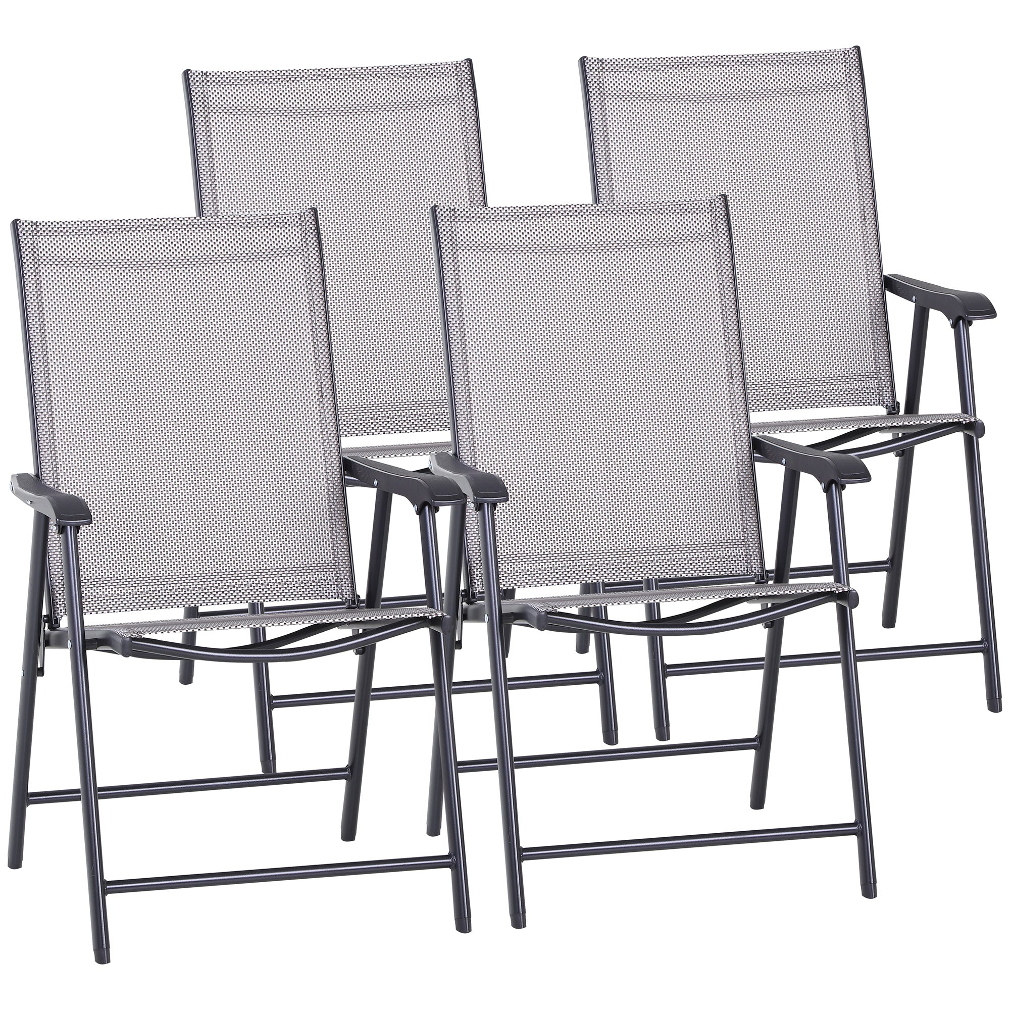 4-Piece Folding Chair Set - Grey Steel Mesh-DECOROLALA