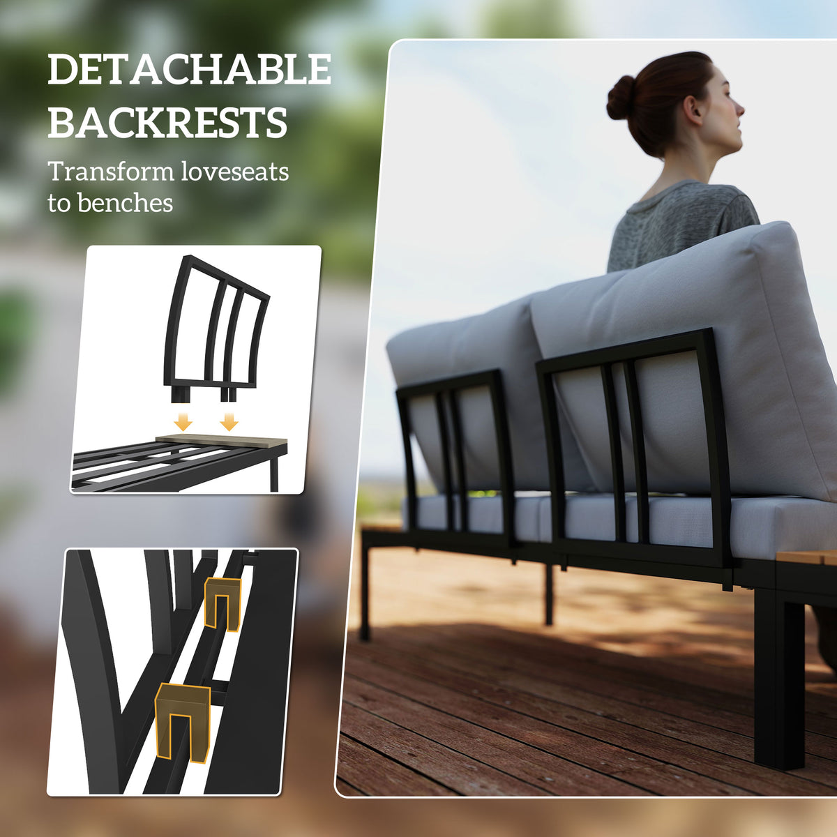 4 Piece L Shaped Garden Furniture Set Teak-Patio Furniture Sets-DECOROLALA
