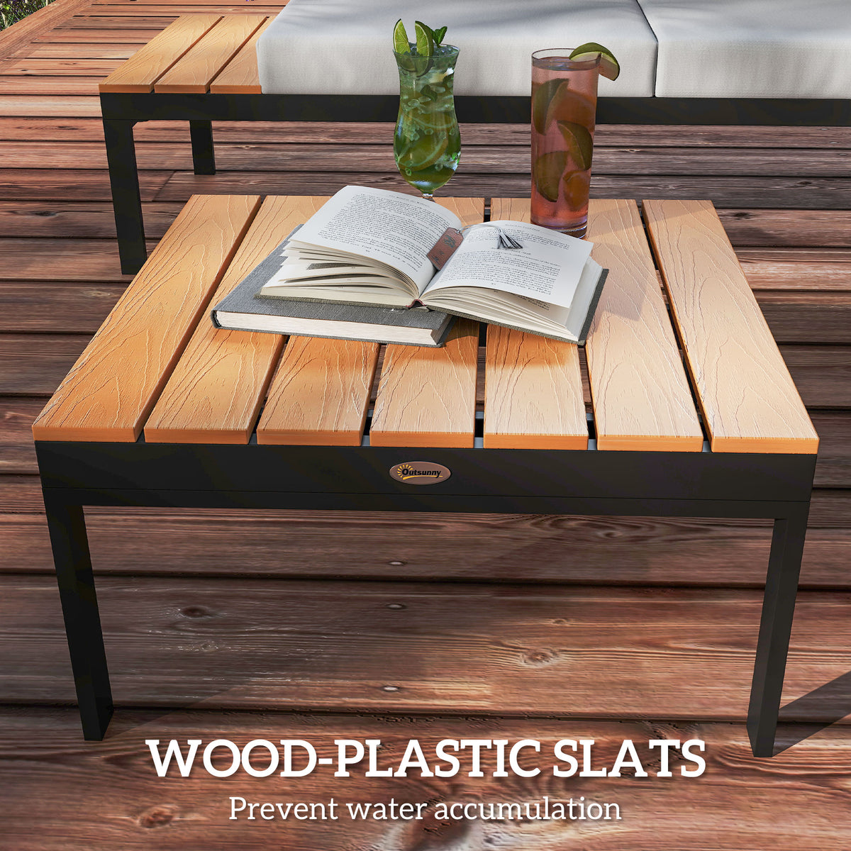 4 Piece L Shaped Garden Furniture Set Teak-Patio Furniture Sets-DECOROLALA
