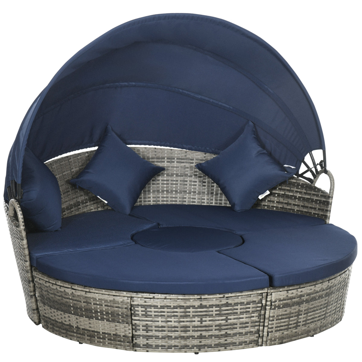 4-Piece Outdoor Daybed Canopy Dark Blue-Outdoor Chaise Lounges-DECOROLALA