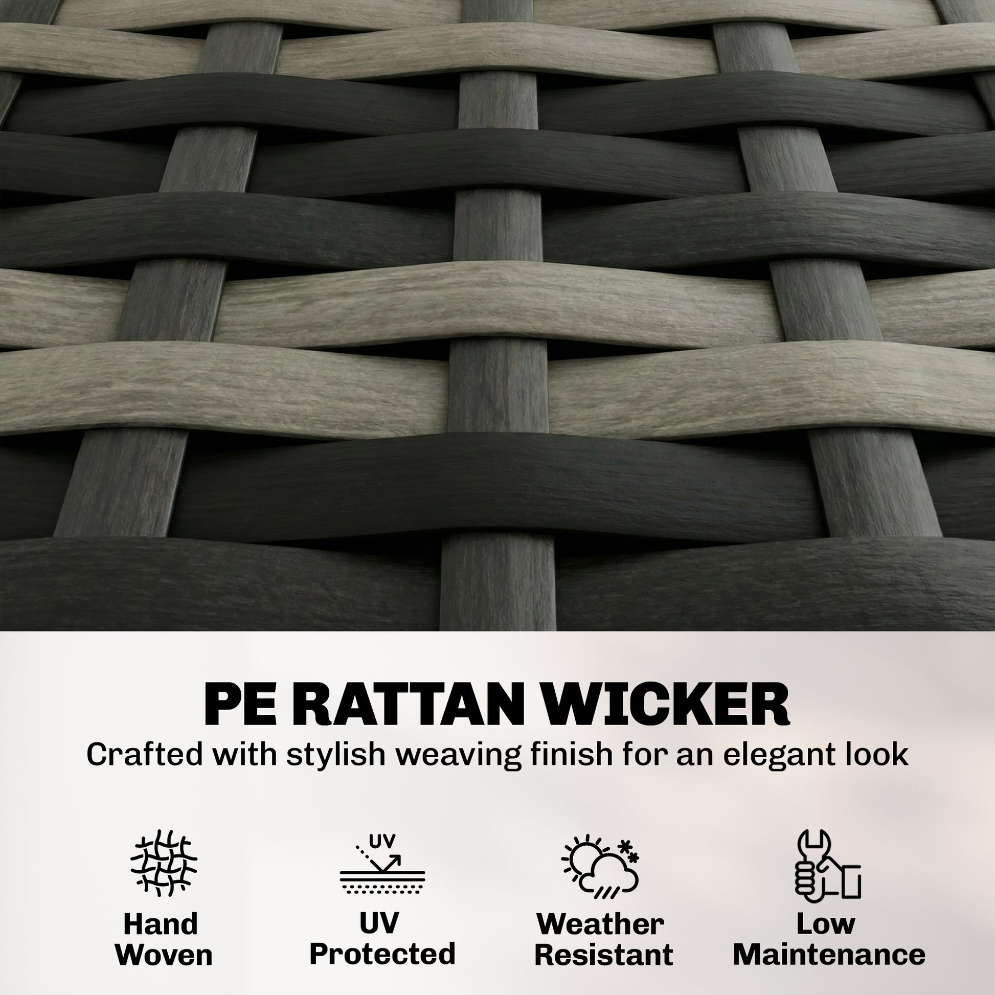 4-Piece Outdoor Wicker Patio Furniture Set - Dark Grey-DECOROLALA