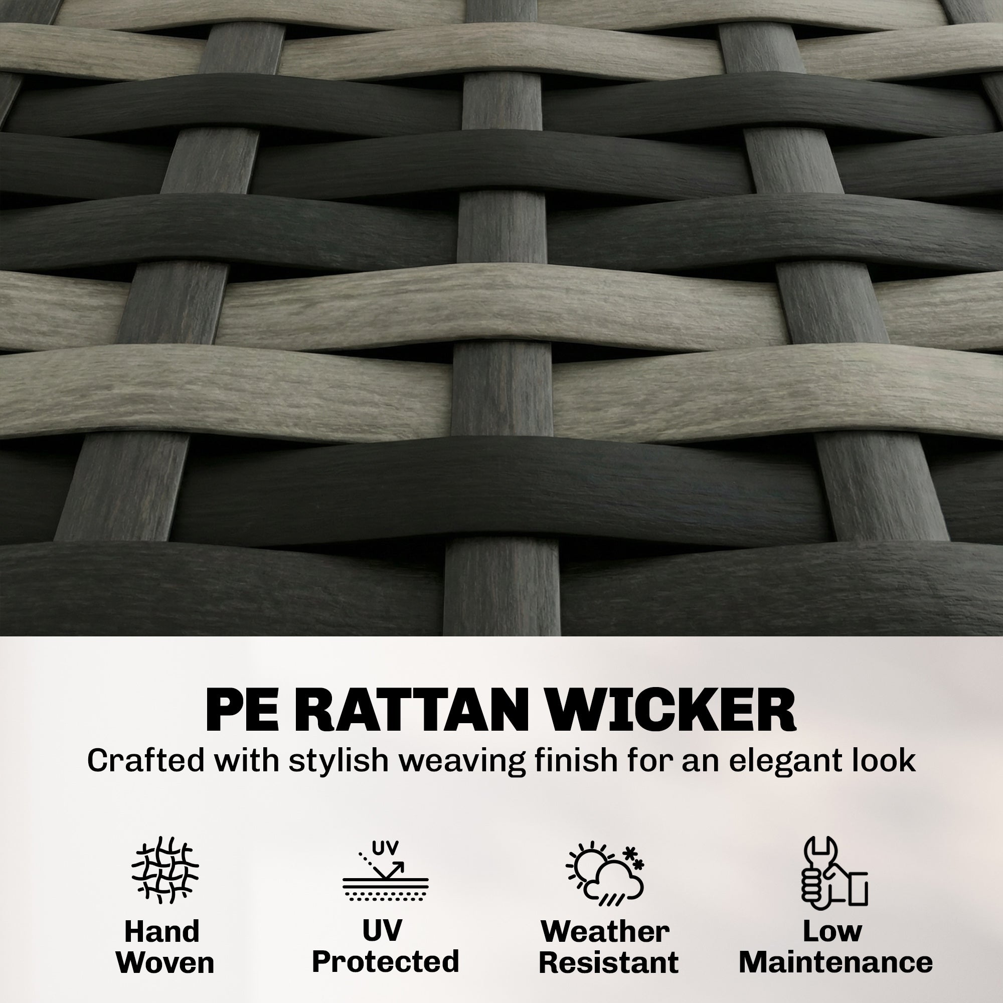 4-Piece Outdoor Wicker Patio Furniture Set - Dark Grey-DECOROLALA
