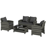 4-Piece Outdoor Wicker Patio Furniture Set - Dark Grey-DECOROLALA