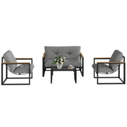 4 Piece Patio Furniture Set - Light Grey-Patio Furniture Sets-DECOROLALA