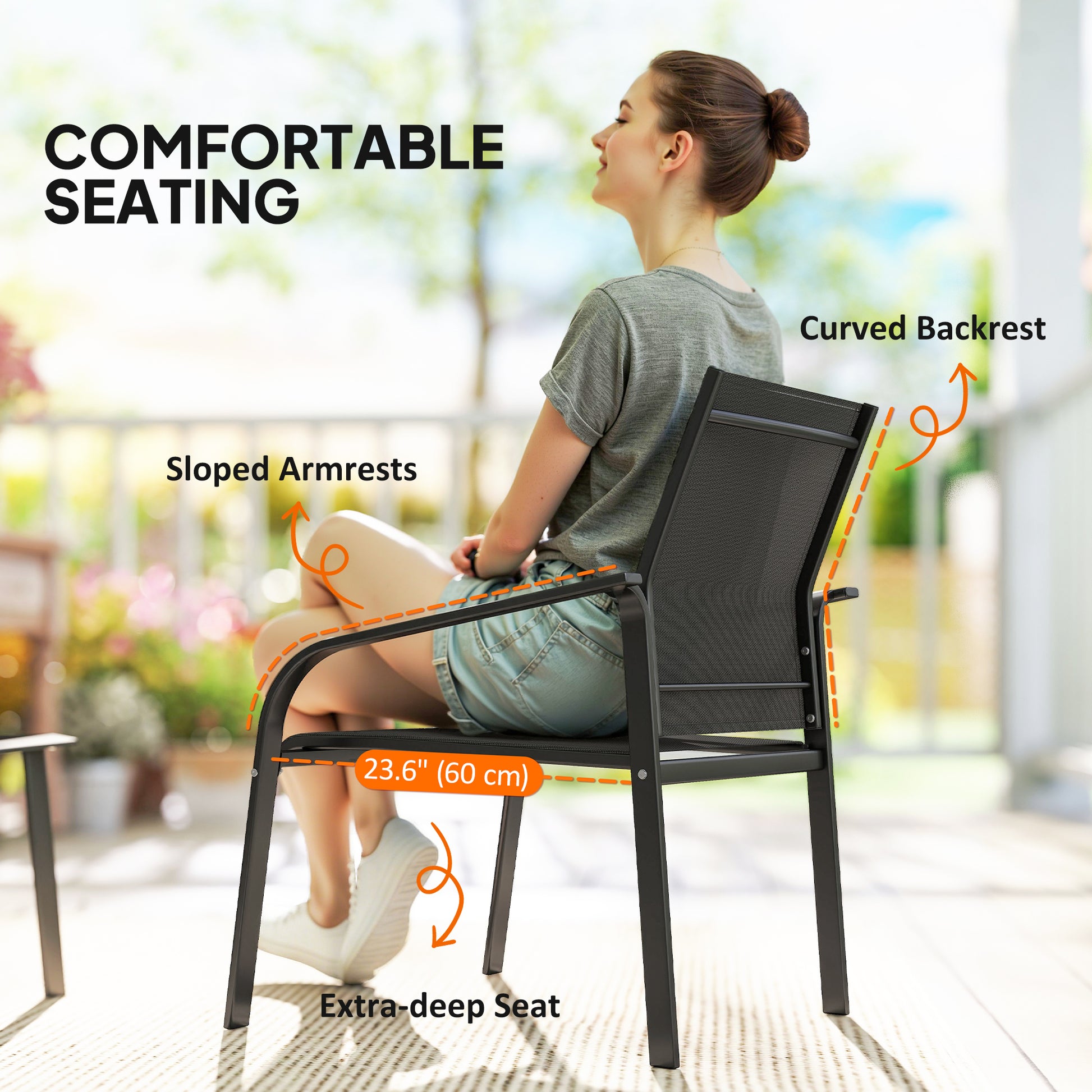 4-Piece Patio Set, Black, Outdoor Furniture with Deep Seats, Weatherproof-DECOROLALA