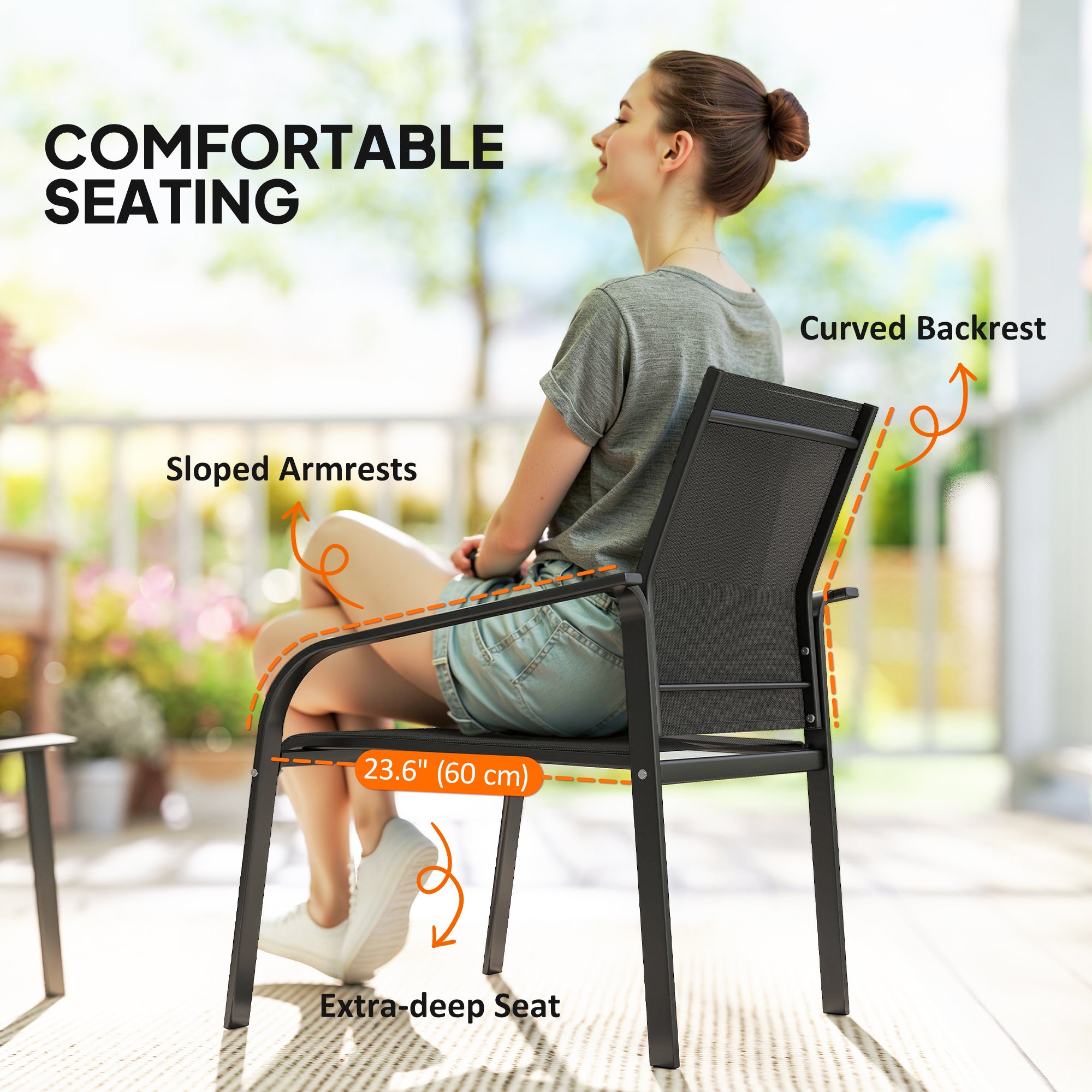 4-Piece Patio Set, Black, Outdoor Furniture with Deep Seats, Weatherproof-DECOROLALA