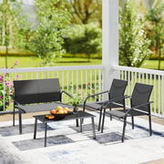 4-Piece Patio Set, Black, Outdoor Furniture with Deep Seats, Weatherproof-DECOROLALA