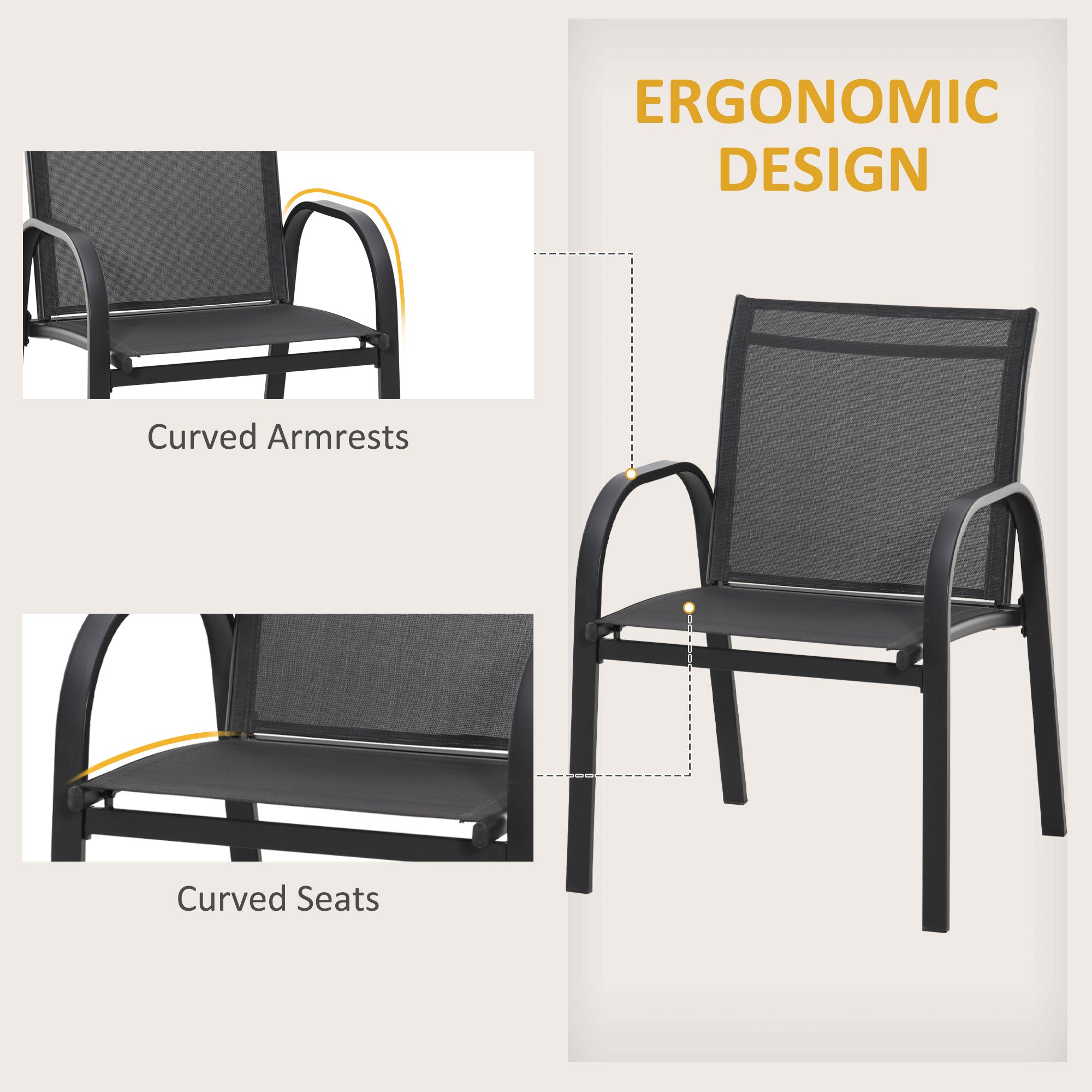4-Piece Patio Set - Dark Grey Steel-DECOROLALA