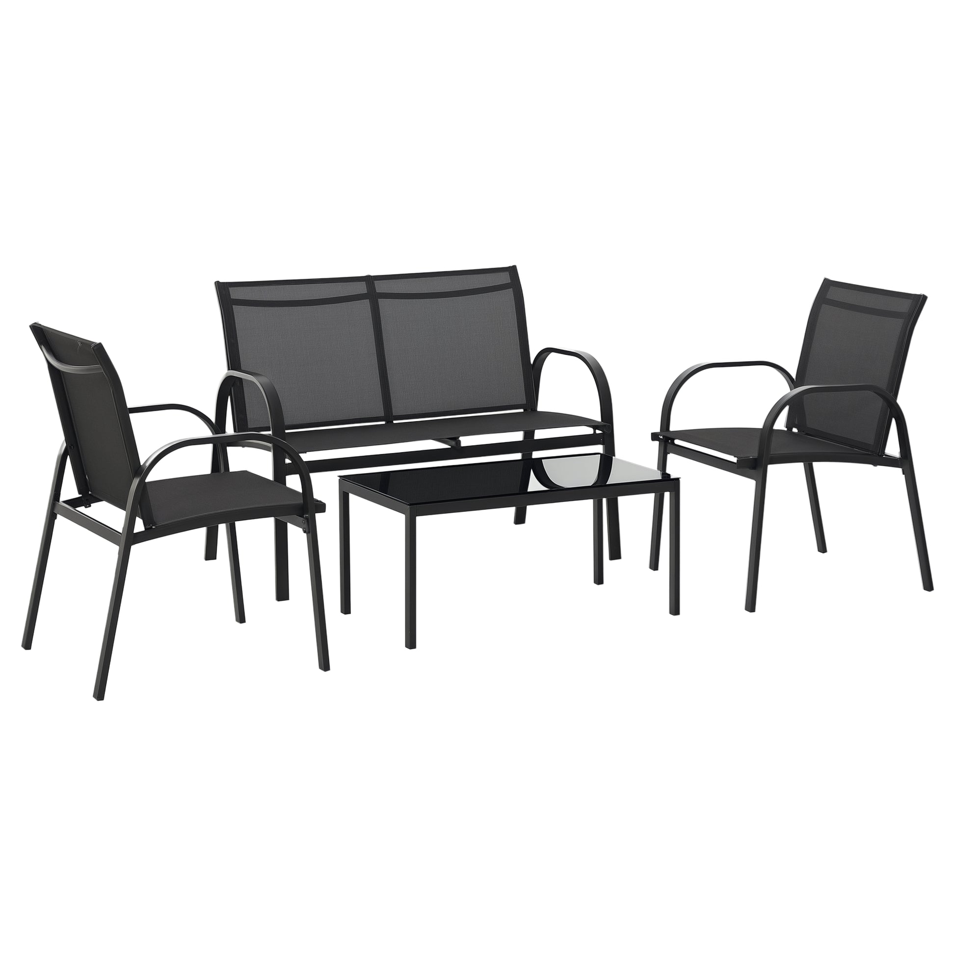 4-Piece Patio Set - Dark Grey Steel-DECOROLALA