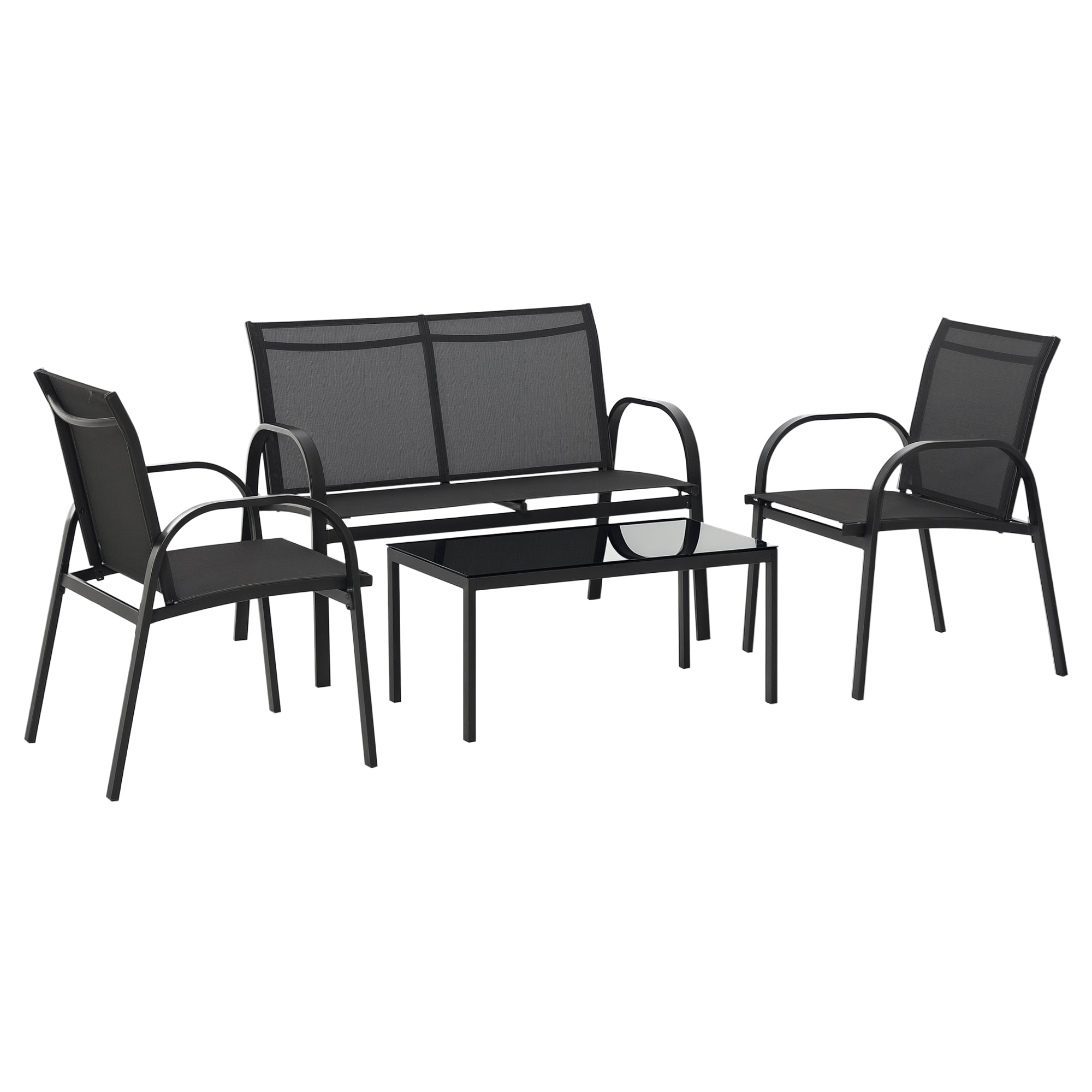 4-Piece Patio Set - Dark Grey Steel-DECOROLALA
