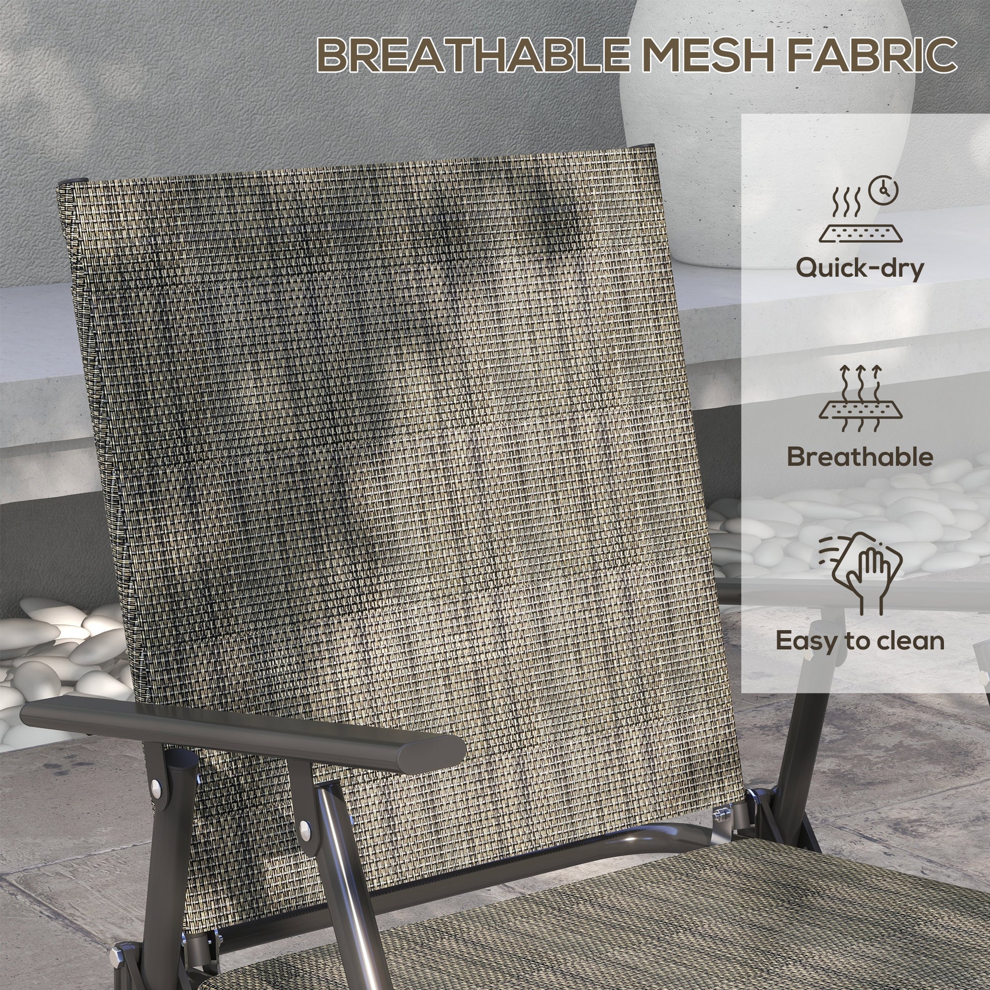 4-Piece Patio Set - Foldable Chairs, Loveseat & Glass Table, Mixed Brown-DECOROLALA