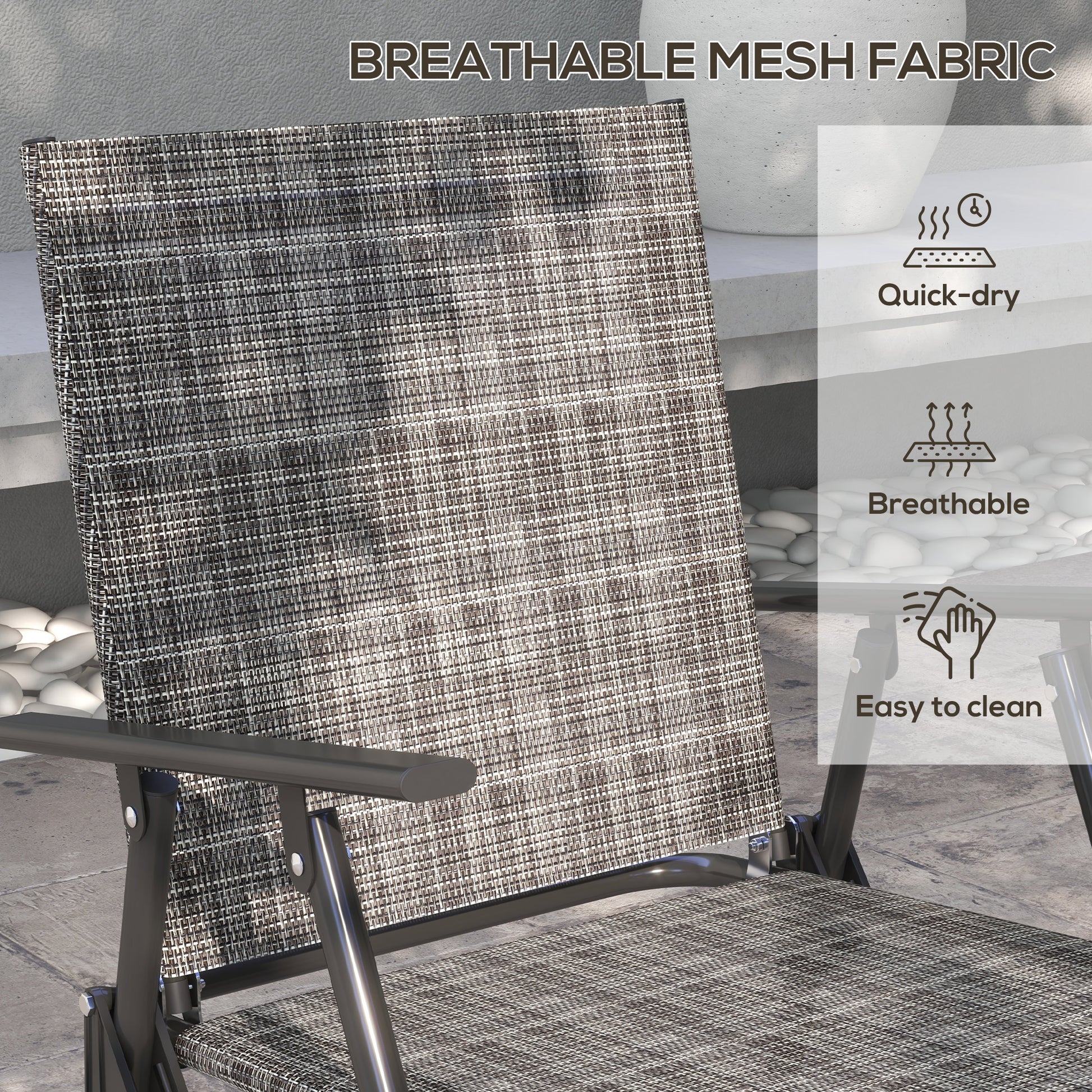 4-Piece Patio Set, Grey, Steel, Foldable, Garden Furniture-DECOROLALA