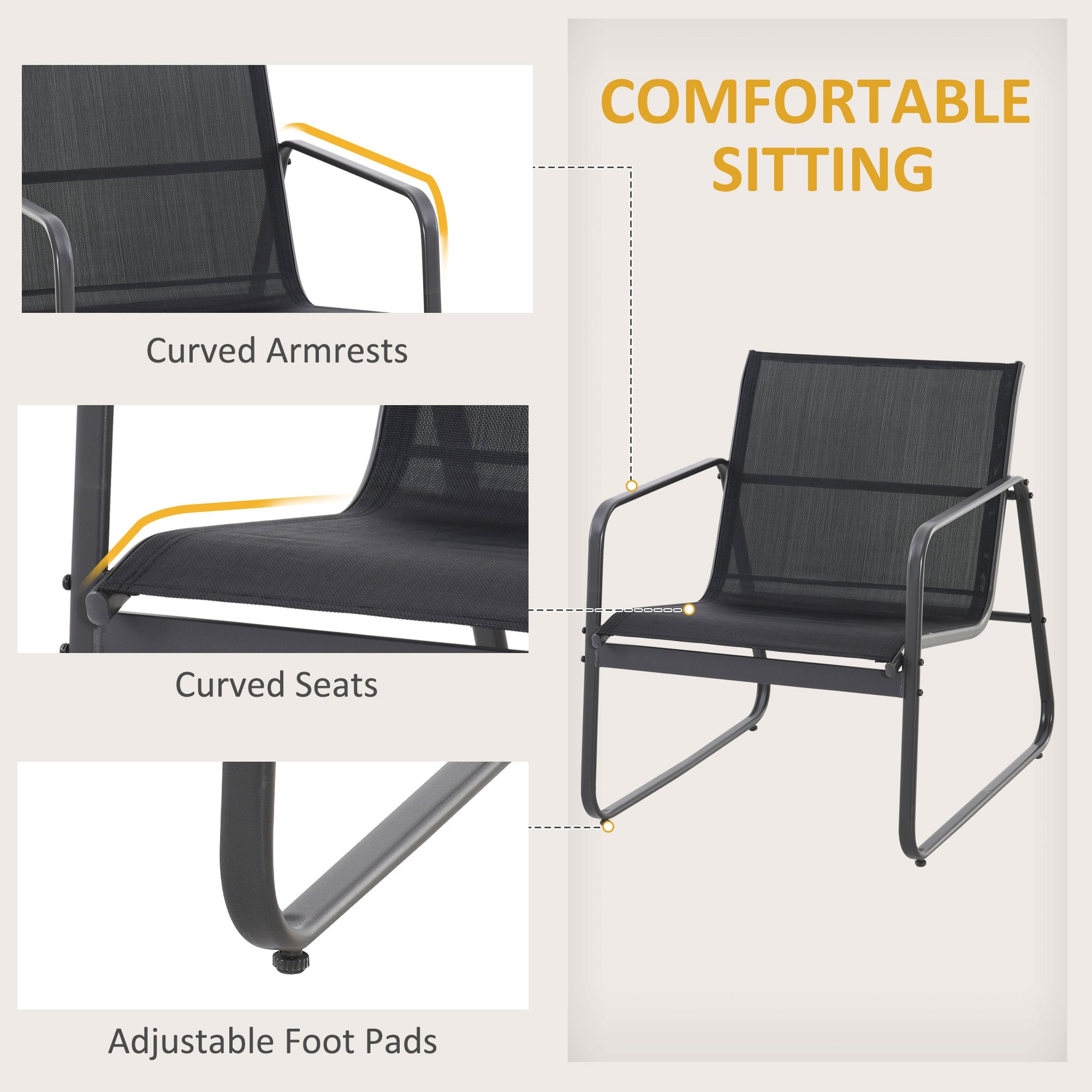 4 Piece Patio Set Loveseat Sofa 2 Armchairs Black-DECOROLALA