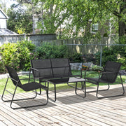 4 Piece Patio Set Loveseat Sofa 2 Armchairs Black-DECOROLALA