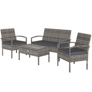 4-Piece Rattan Patio Furniture Set - Dark Grey Wicker-DECOROLALA