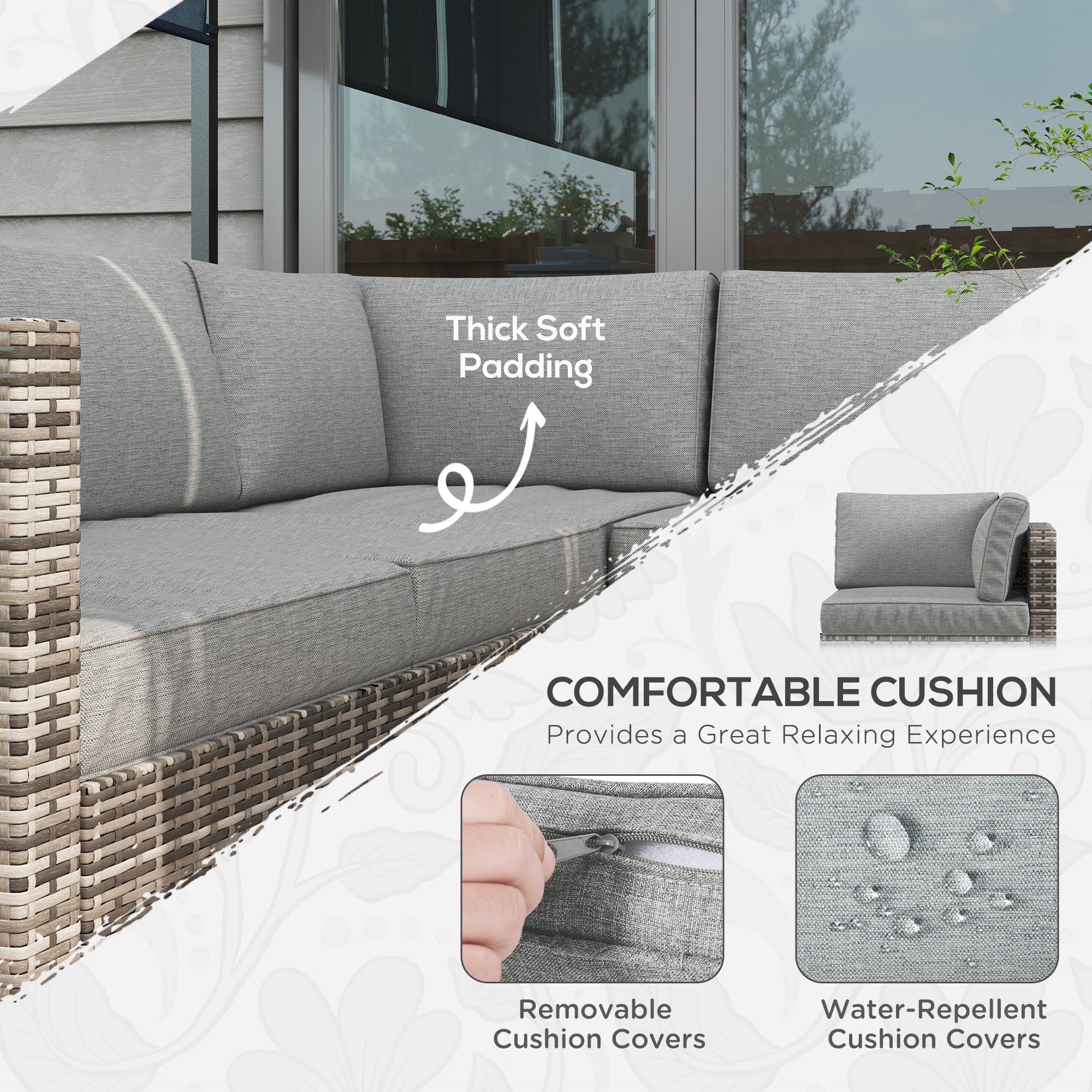 4-Piece Rattan Patio Set w/ Sofa Loveseats & Table-DECOROLALA