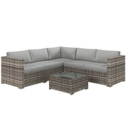 4-Piece Rattan Patio Set w/ Sofa Loveseats & Table-DECOROLALA
